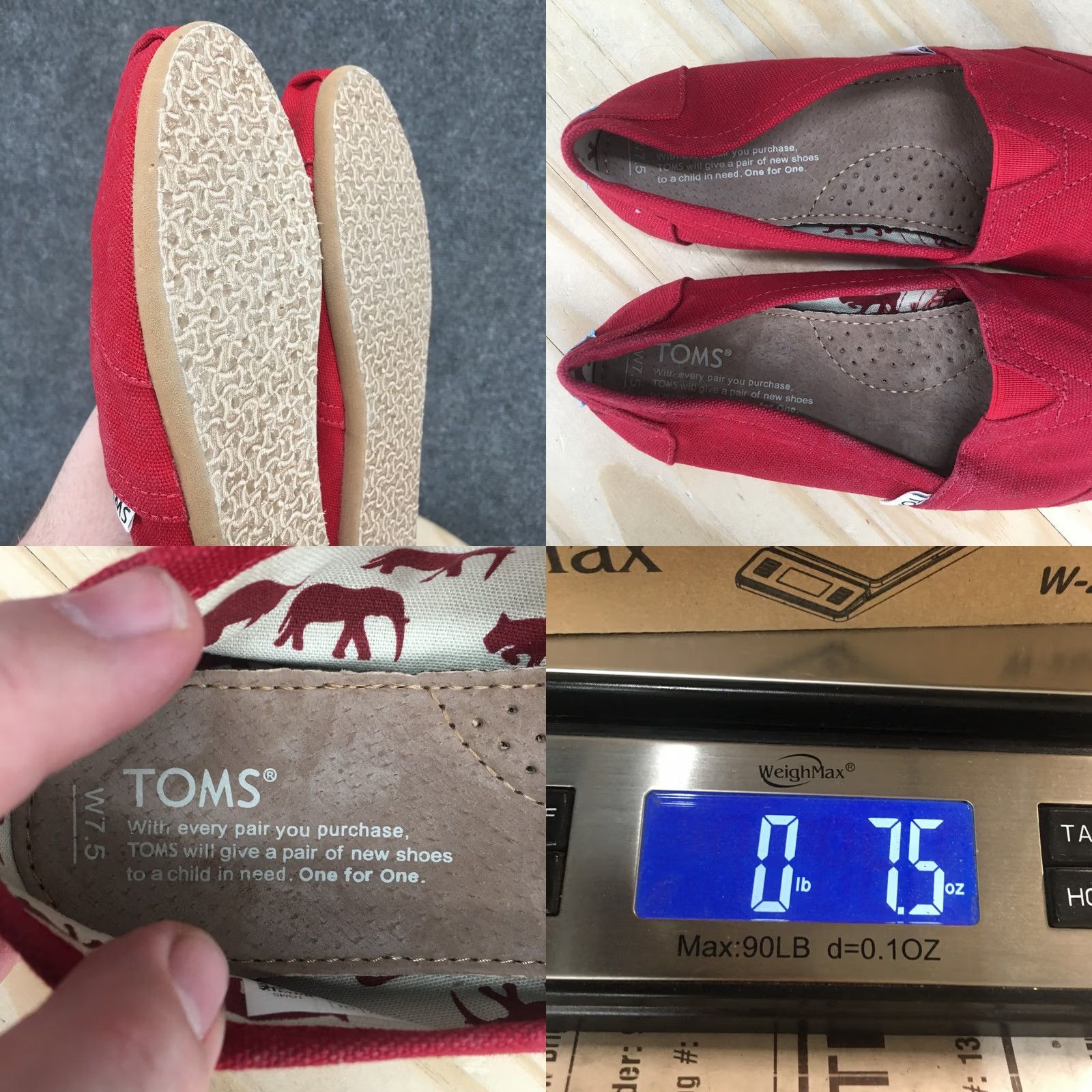 Toms TOMS Alpargata Slip-On Flats Womens 7.5 Red Canvas Casual Comfort Low Top Shoes Size M / US 6-8 / IT 42-44 - 9 Thumbnail