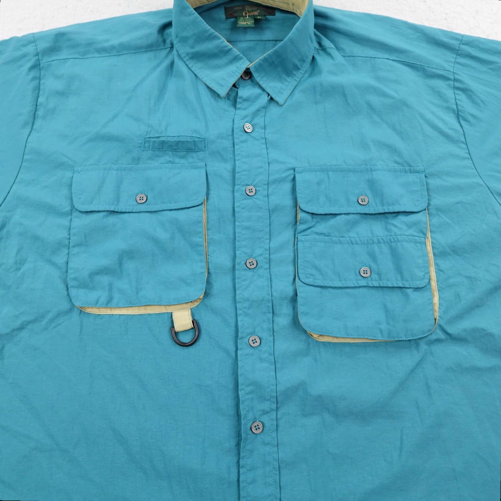 Orvis VINTAGE Orvis Shirt Mens XL Teal Blue Fly Fishing Vented Button Up Roll Tab 90s Size US XL / EU 56 / 4 - 3 Thumbnail