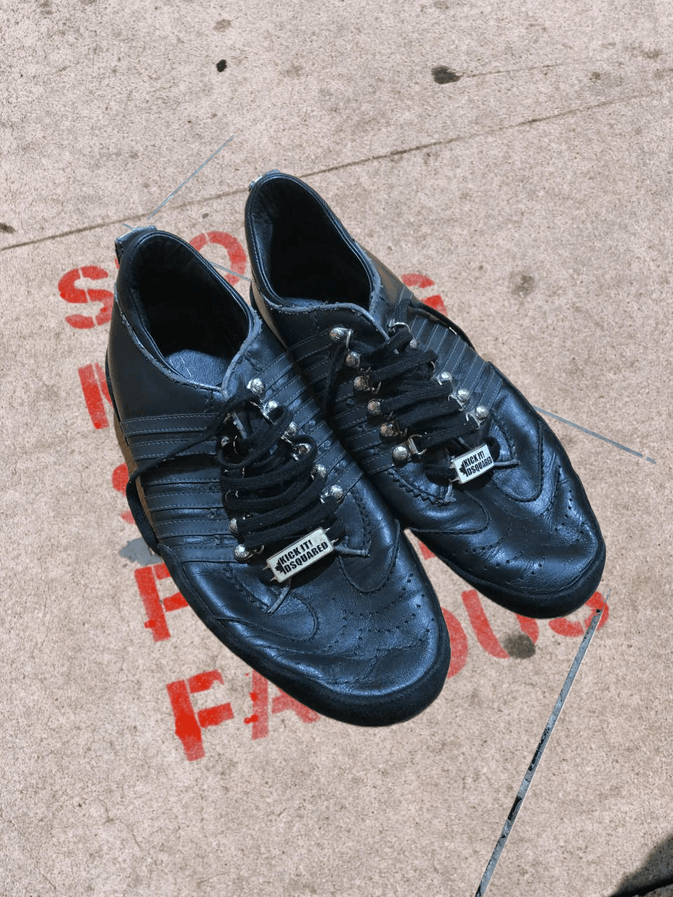 Dsquared2 Dsquared2 Mens Black Leather Lace Up Sneakers Size US 12 / EU 45 - 1 Thumbnail
