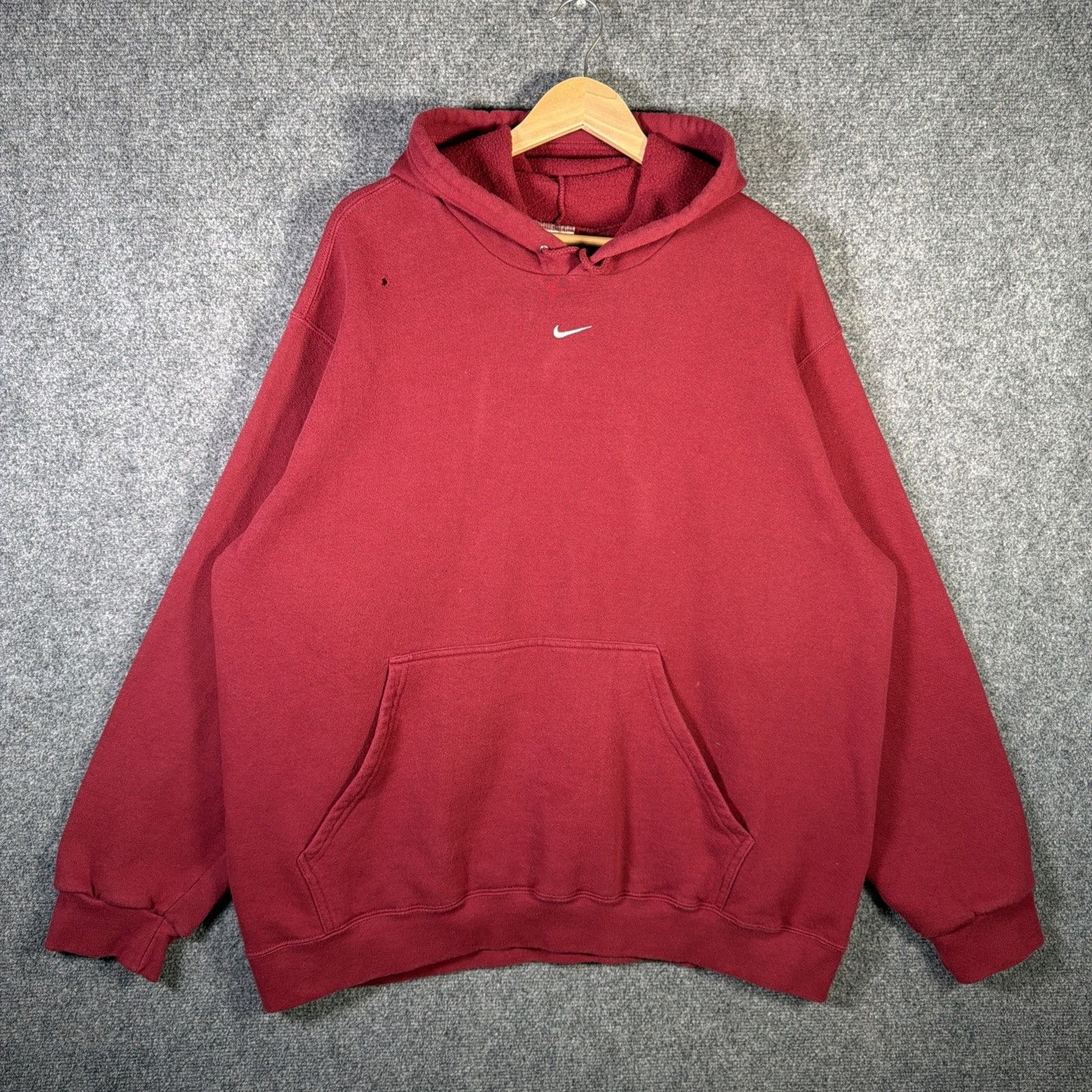 Nike Vintage Nike Center Swoosh Hoodie Red Mens XL 90s Y2K Baggy Size US XL / EU 56 / 4 - 1 Thumbnail