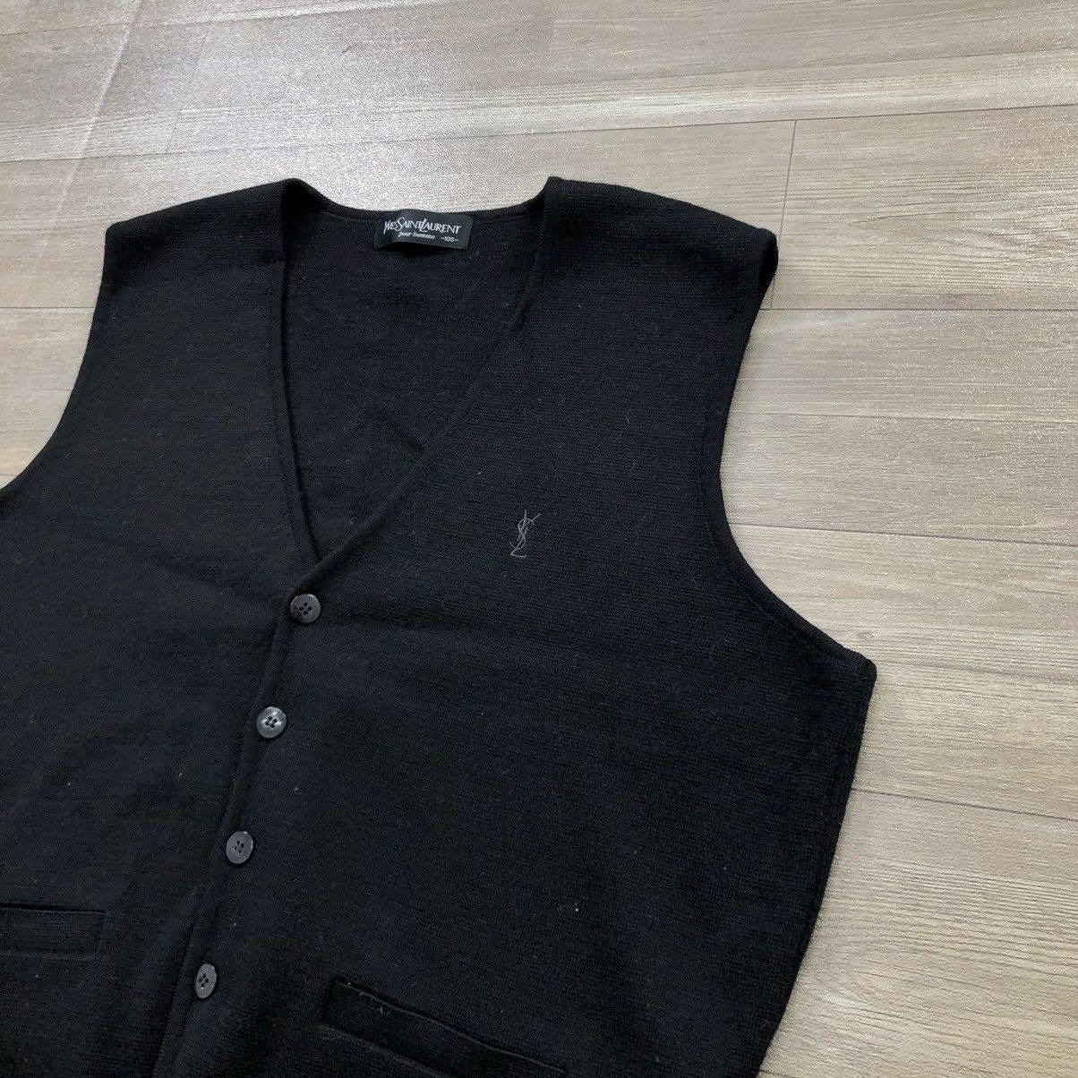 Yves Saint Laurent Vintage Yves Saint Laurent Pour Homme Knit Vest Black Luxury Size US L / EU 52-54 / 3 - 2 Thumbnail