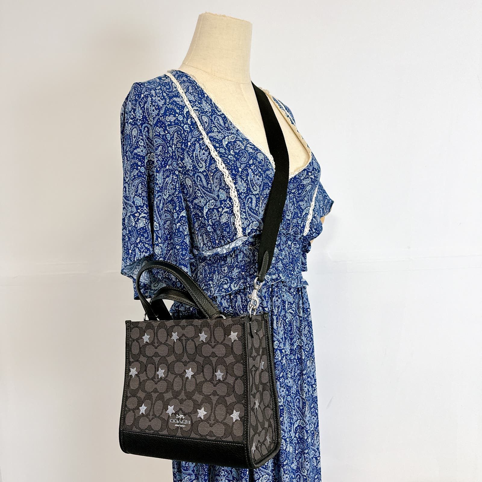 image of Coach Co972 Dempsey Tote 22 In Signature Jacquard&l In Black, Women's