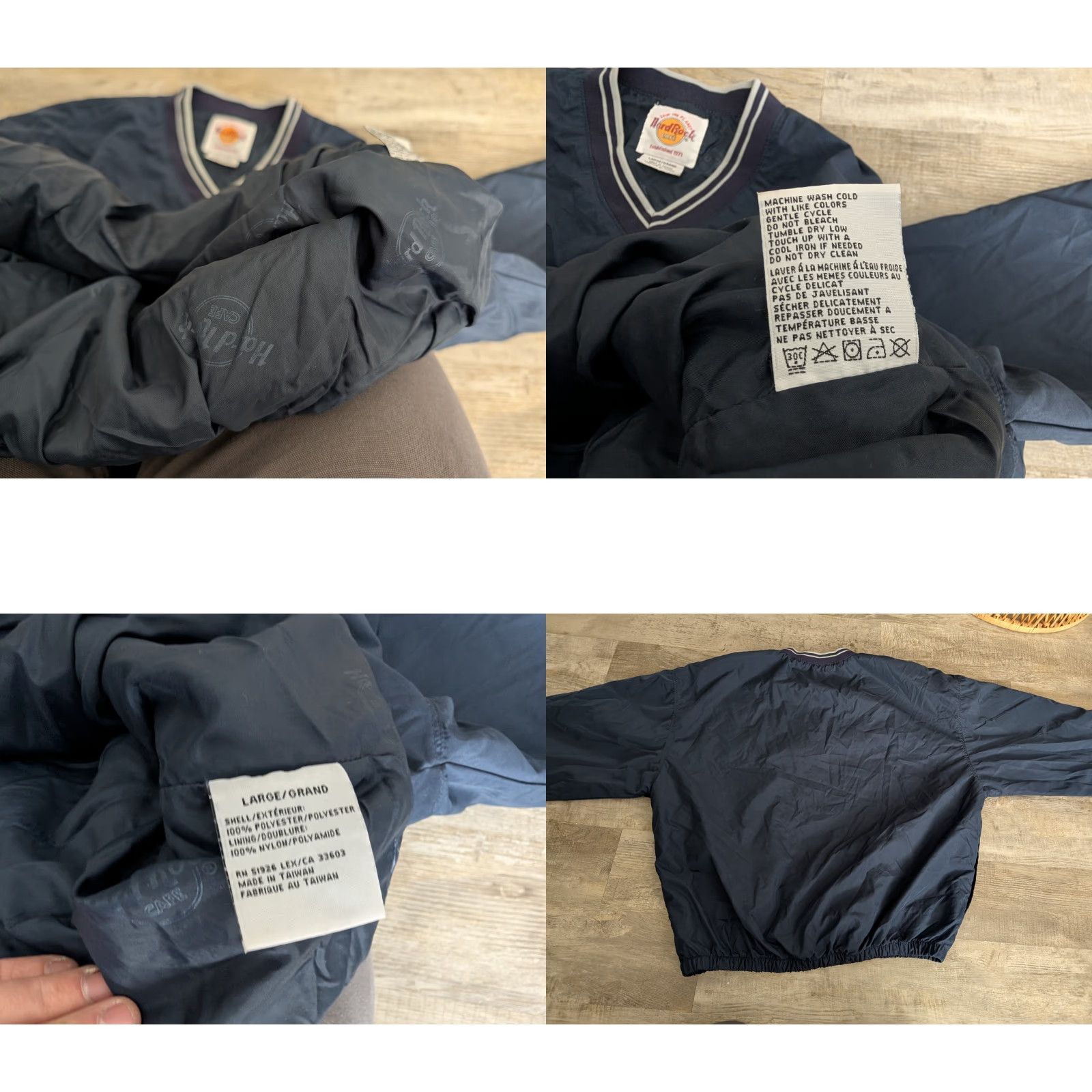 Hard Rock Cafe VINTAGE Hard Rock Cafe Lined Pullover Windbreaker Jacket Navy Blue Large Las Vegas Mens Size US L / EU 52-54 / 3 - 9 Thumbnail