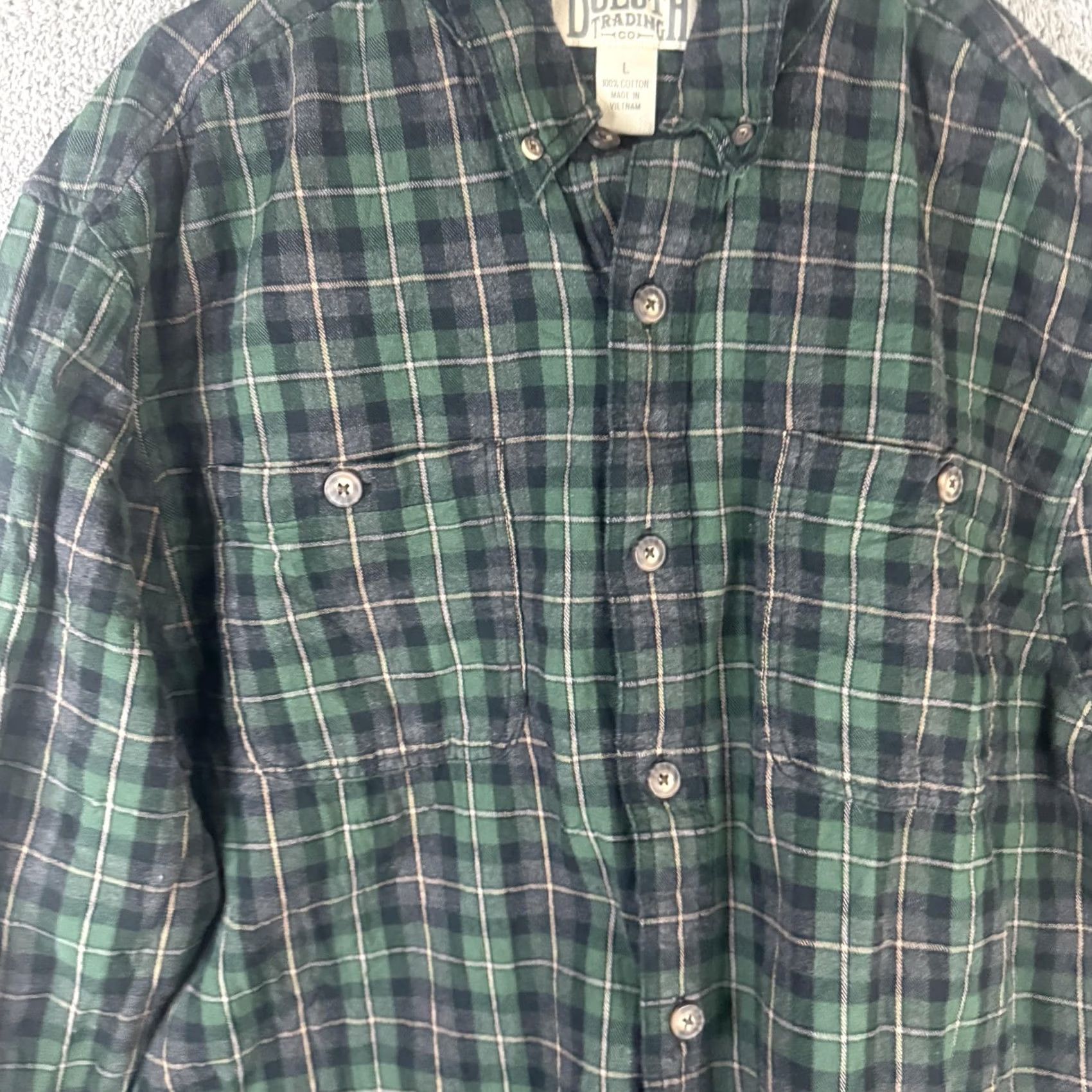 Duluth Trading Company Duluth Trading Co Shirt Mens Large Green Plaid Flannel Button Front Long Sleeve Size US L / EU 52-54 / 3 - 7 Thumbnail