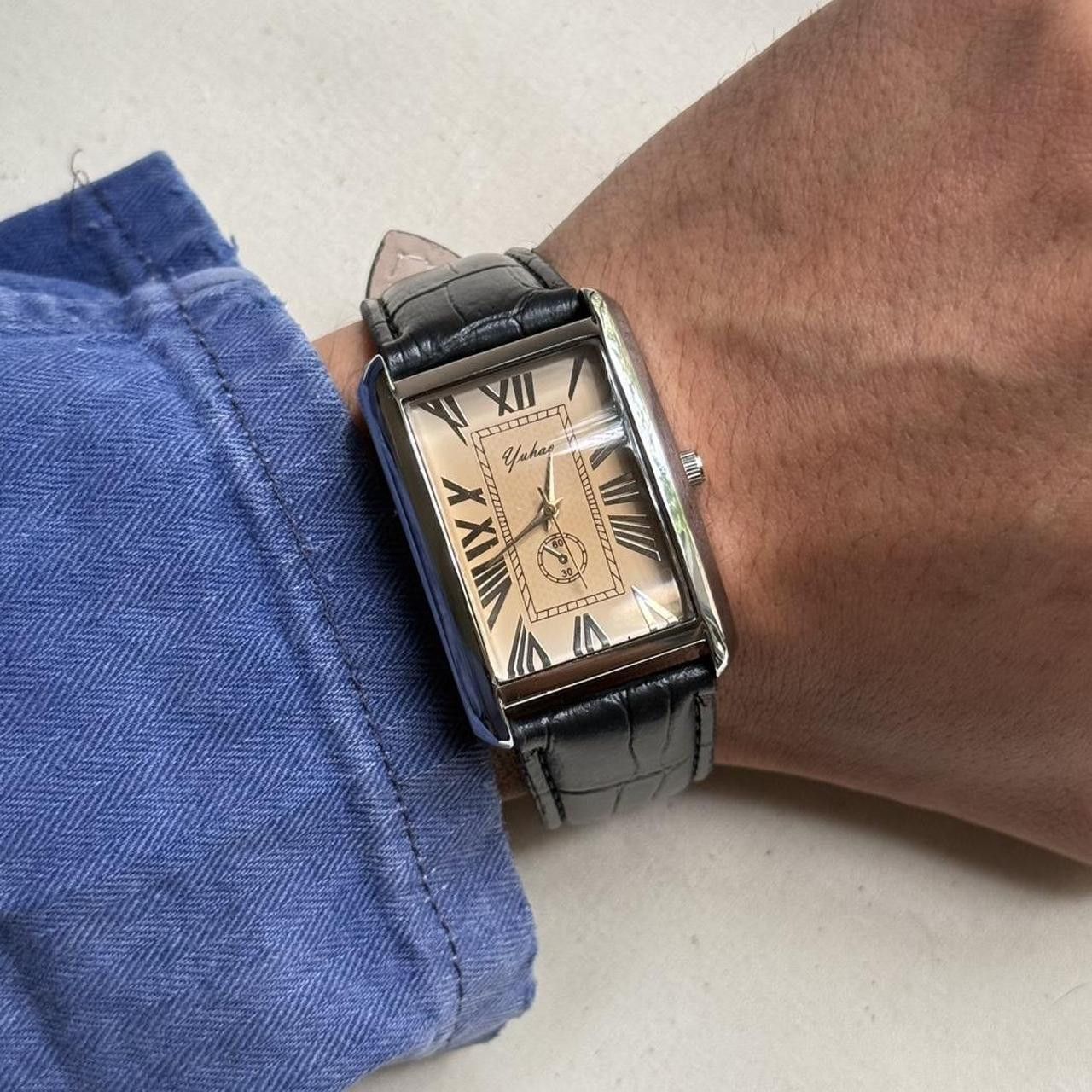 Vintage leather watch classy rich black luxury clock watch Size ONE SIZE - 7 Thumbnail