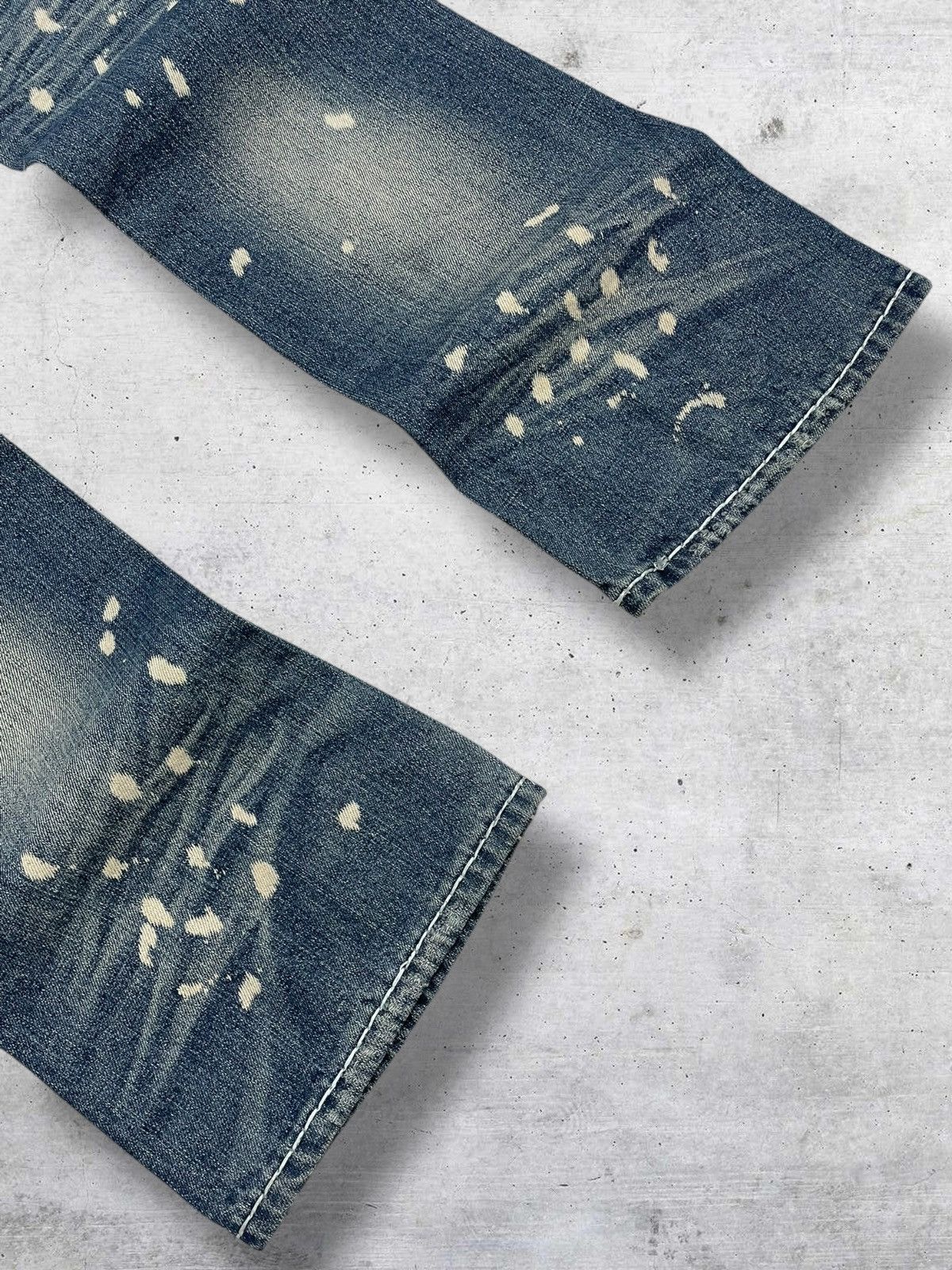 Tornado Mart WHITE METEOR 1990S JAPAN DESIGNER FLARED DISTRESSED DENIM Size US 32 / EU 48 - 12 Thumbnail