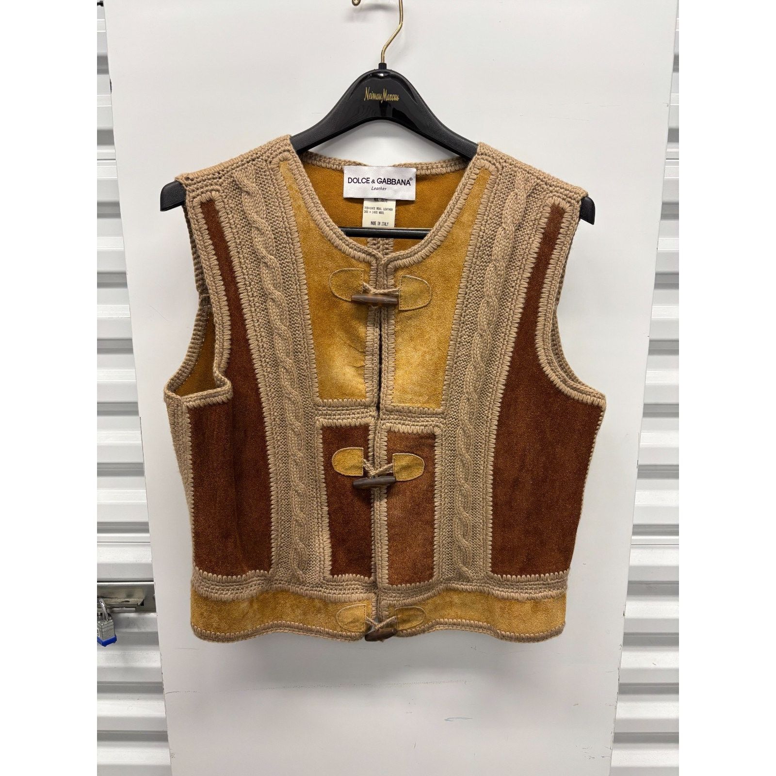 Dolce & Gabbana Dolce & Gabbana Leather Wool Vest Toggle Closure Size 48 Size S / US 4 / IT 40 - 1 Thumbnail