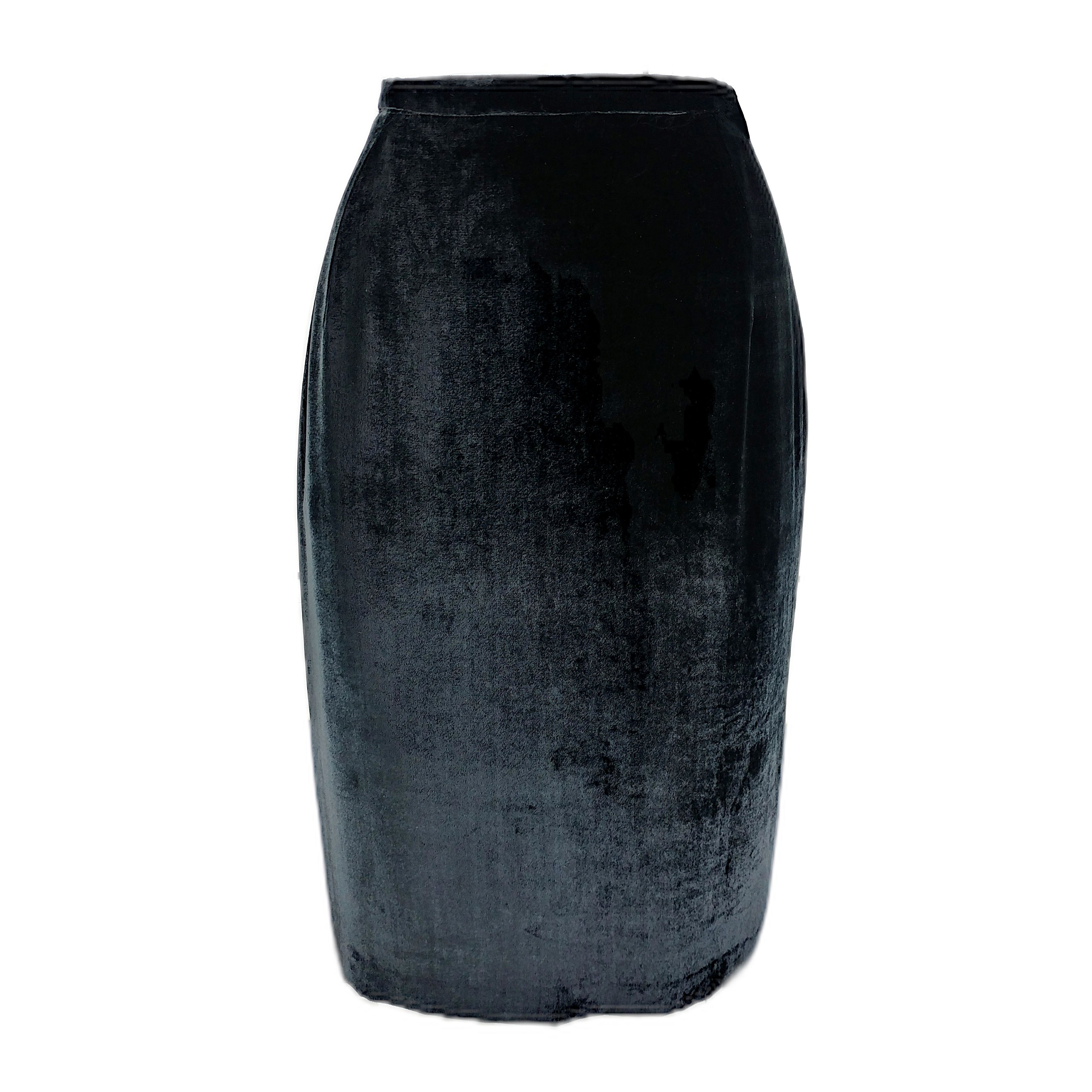 Krizia 90s Vintage Black Silk Blend Velvet Pencil Skirt Size 28" / US 6 / IT 42 - 1 Thumbnail