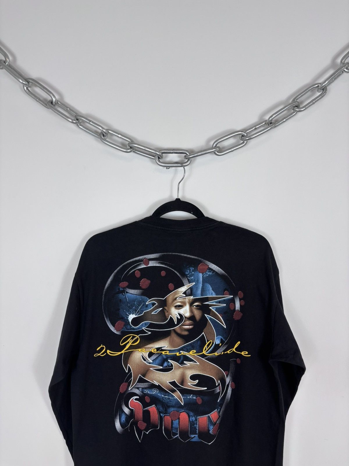 Rap Tees Vintage 2Pac Shakur Y2K Black AOP Big Logo Long Sleeve Tee Size US L / EU 52-54 / 3 - 10 Thumbnail