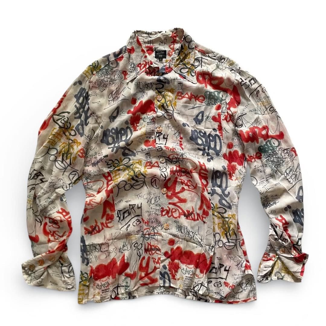 Jean Paul Gaultier Archive Jean Paul Gaultier SS1994 Graffiti Mesh Long Shirt Size US M / EU 48-50 / 2 - 4 Thumbnail