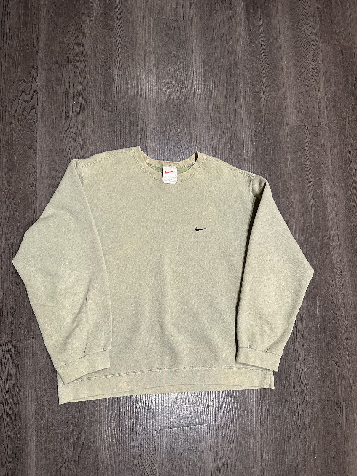 image of Vintage 90's White Tag Sage Green Nike Crewneck, Men's (Size Large)