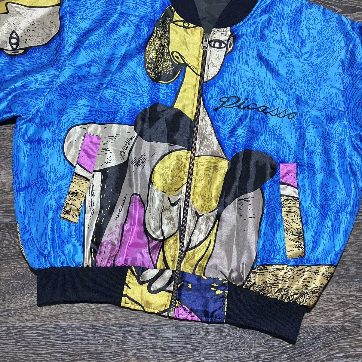 Vintage Vintage 90s PICASSO Art Design Satin Bomber Jacket Size US L / EU 52-54 / 3 - 5 Thumbnail