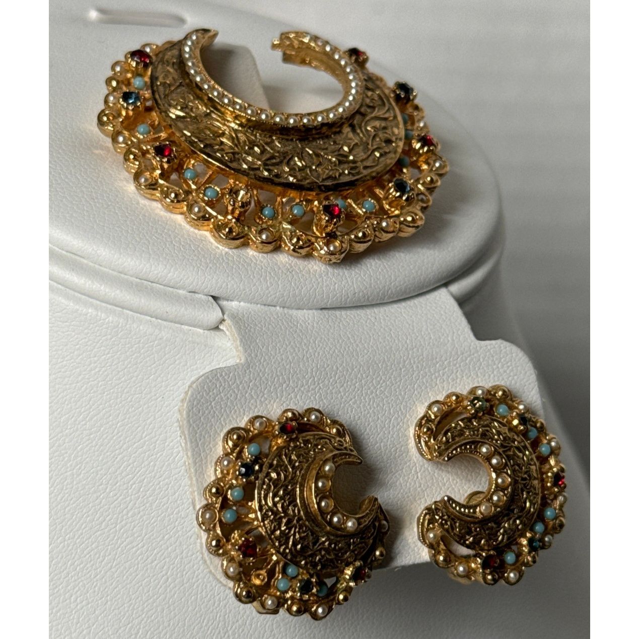 Vintage Vtg mid century Crown Brooch & earrings Art Jewelry Company Size ONE SIZE - 10 Thumbnail