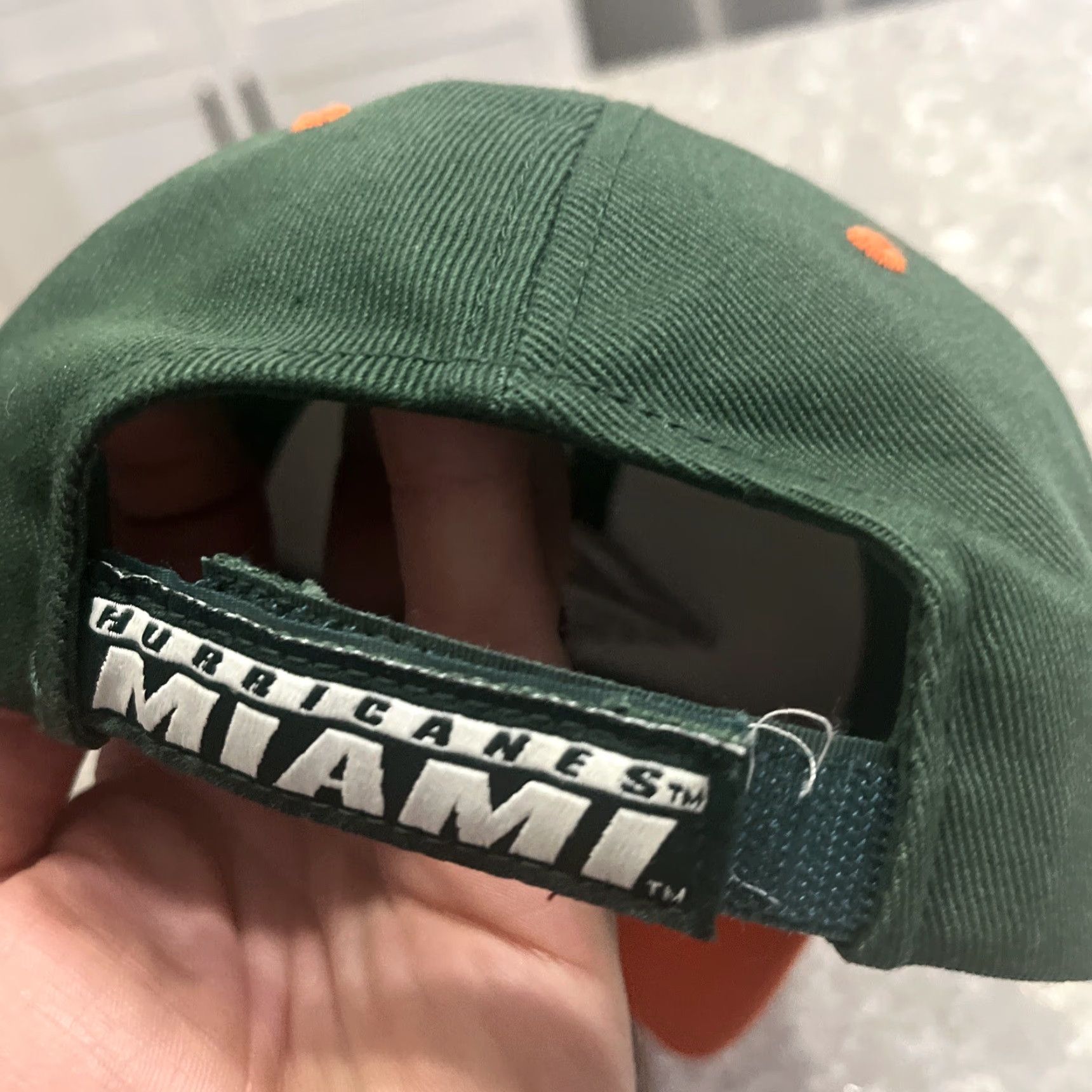 Twins VINTAGE Miami Hurricanes Men’s Cap Hats Green Adjustable Cotton Embroidered Hook and Loop 4 Logos U Hat Twins Enterprise NCAA Men Size ONE SIZE - 5 Thumbnail