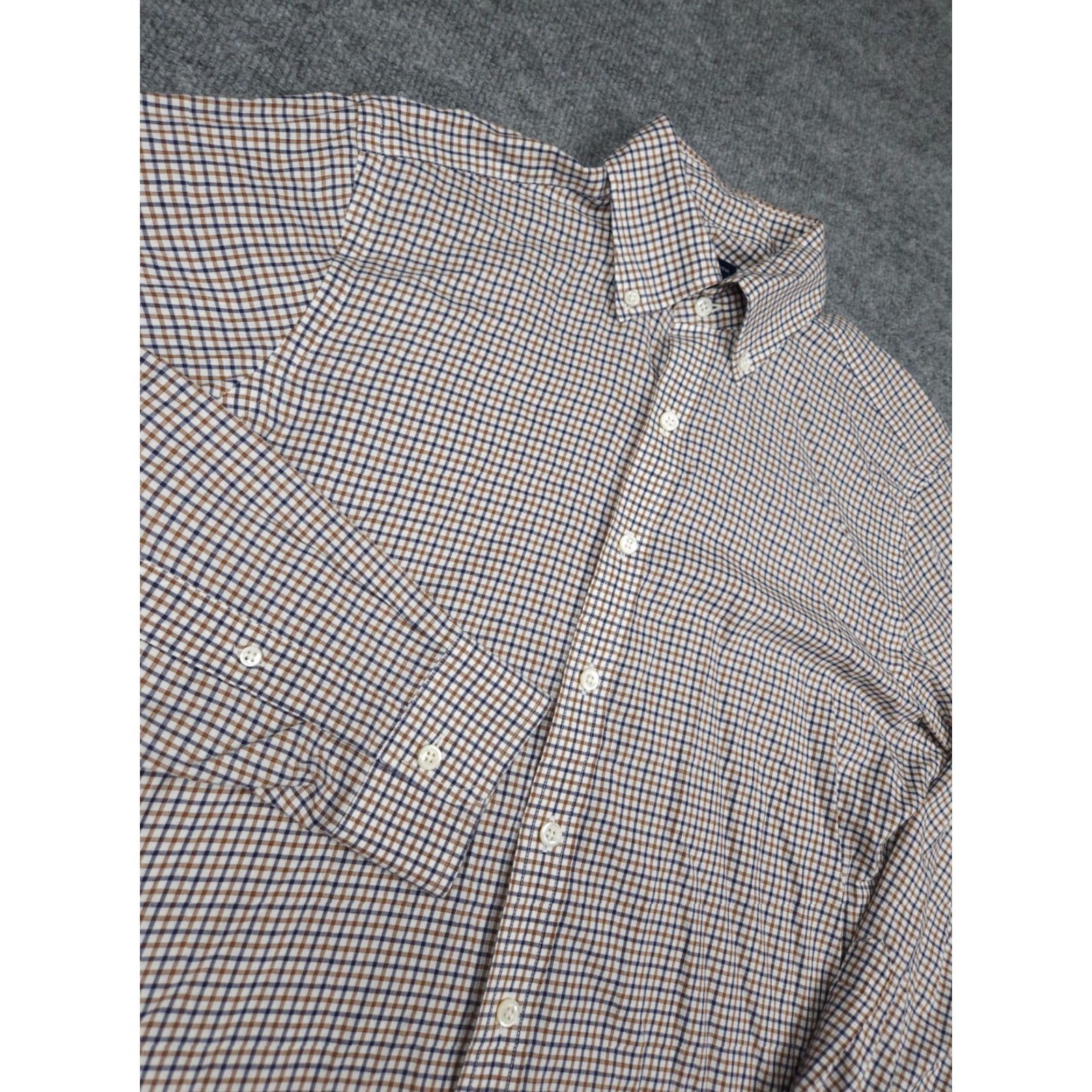 Proper Cloth Proper Cloth Men’s Dress Shirt Beige Check Oxford Cotton Crowder Shirt Size 46R - 3 Thumbnail
