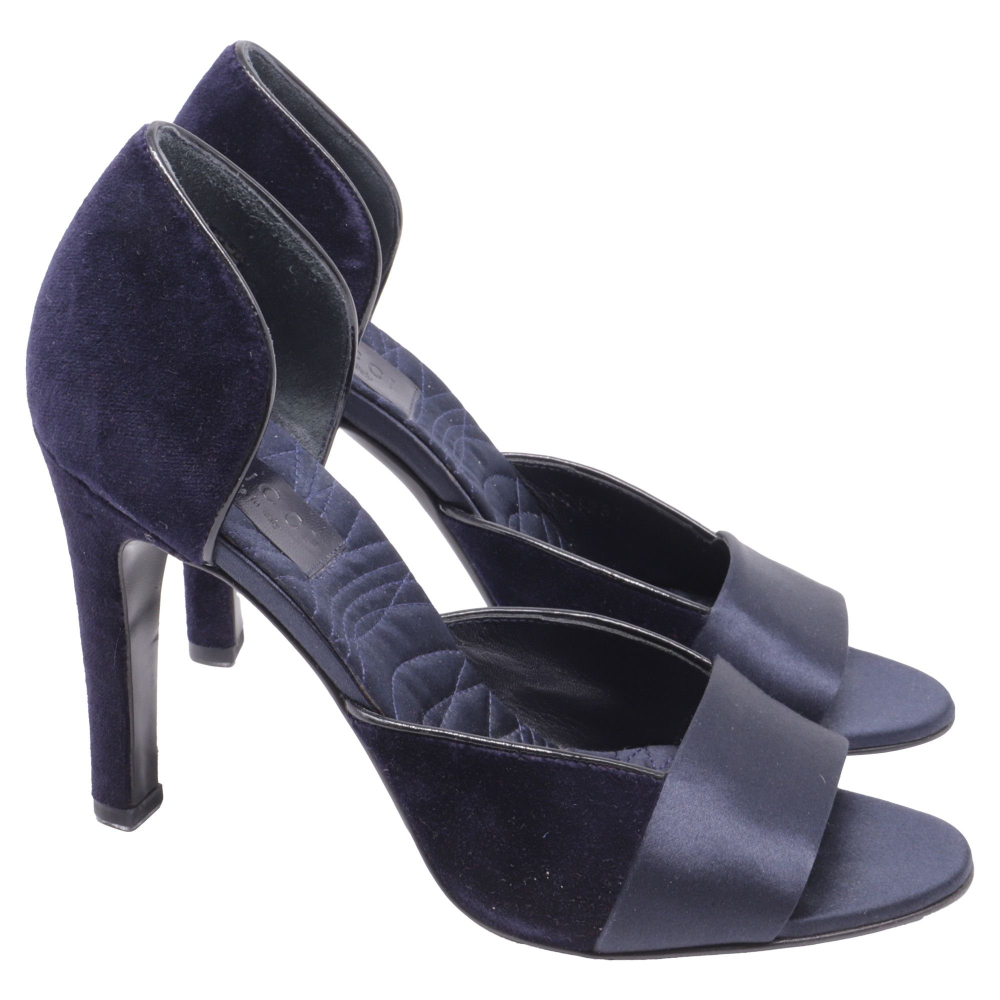 Gucci Gucci Open-Toe D'Orsay Pumps in Navy Blue Velvet Size US 8 / IT 38 - 1 Thumbnail