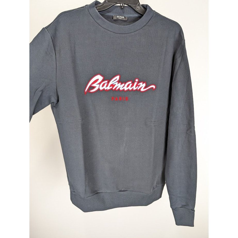 Balmain o1rshd1 Script Logo Crewneck in Black Size US M / EU 48-50 / 2 - 8 Thumbnail