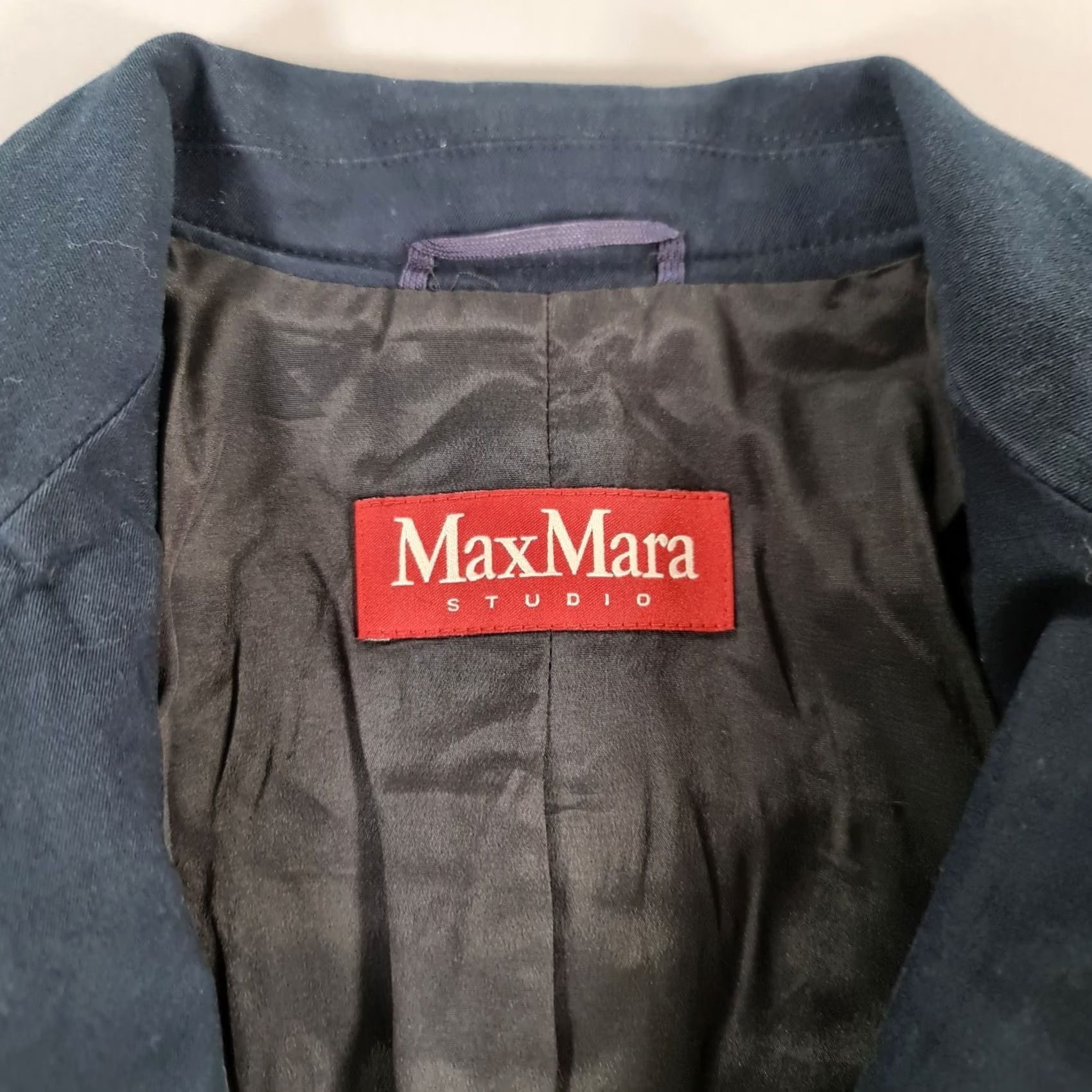 Max Mara Max Mara Studio Womens Blazer Navy Blue 10 UK Cotton Silk Jacket 3/4 Sleeve Button Regular Pockets Lined Stretch City Designer Womens Size L / US 10 / IT 46 - 3 Thumbnail
