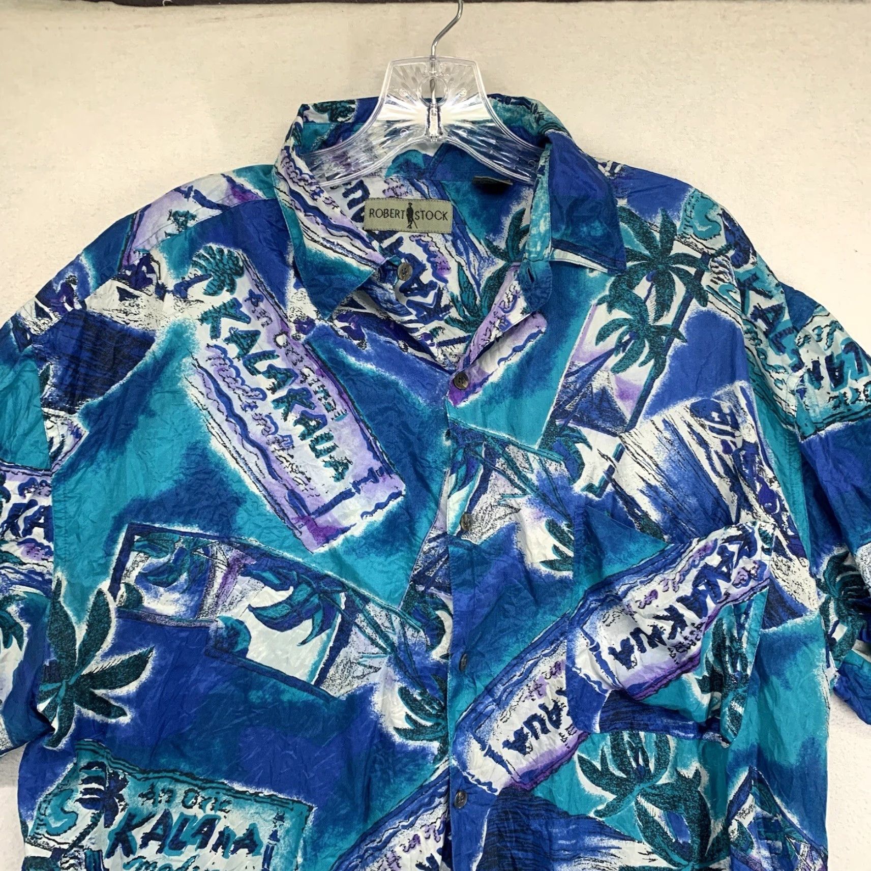 Vintage VINTAGE Robert Stock Silk Hawaiian Geometric Button-Up Shirt XL Blue 80s 90s Mens Size US XL / EU 56 / 4 - 3 Thumbnail