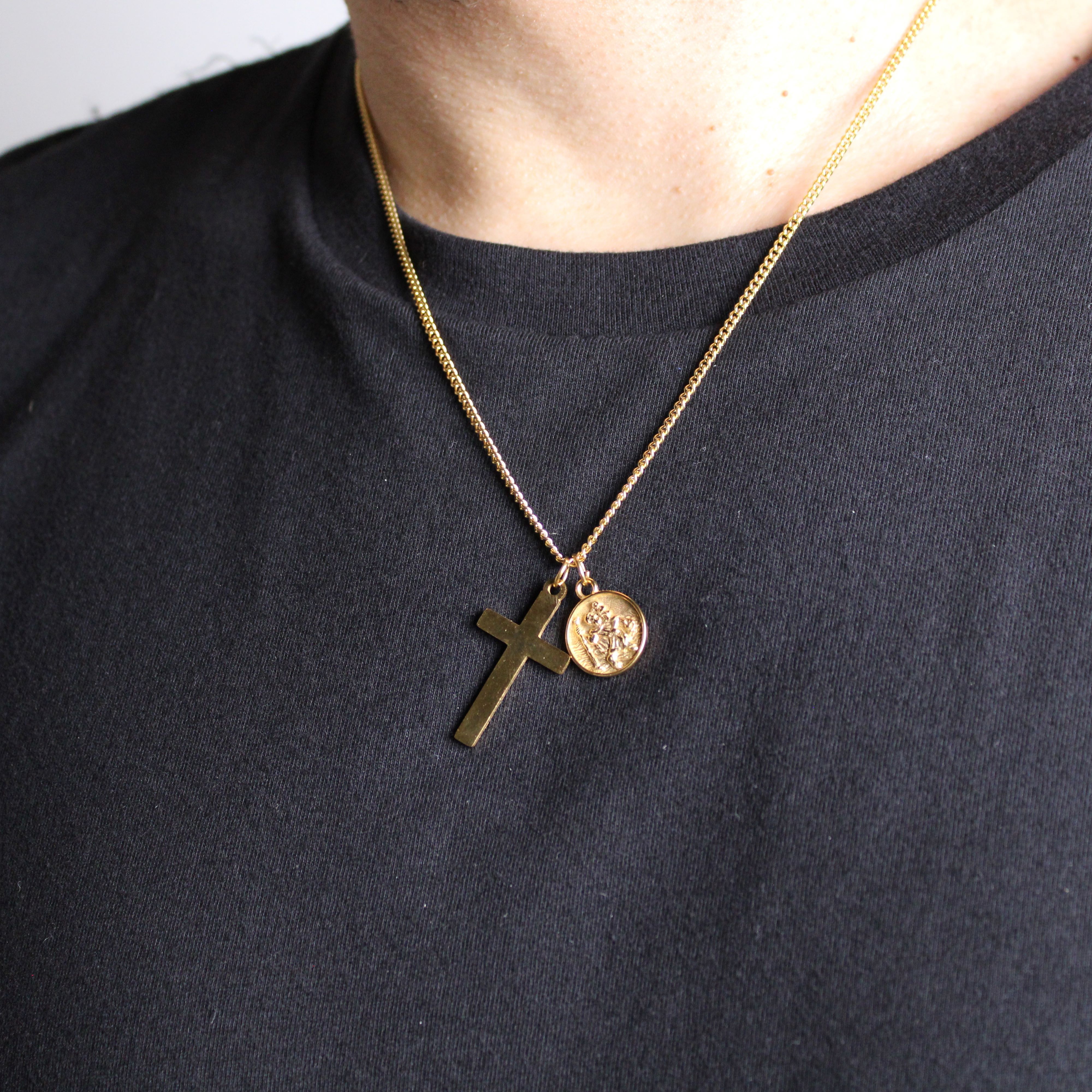 Jewelry Gold Cross & Saint Christopher Pendant Set Size ONE SIZE - 2 Thumbnail