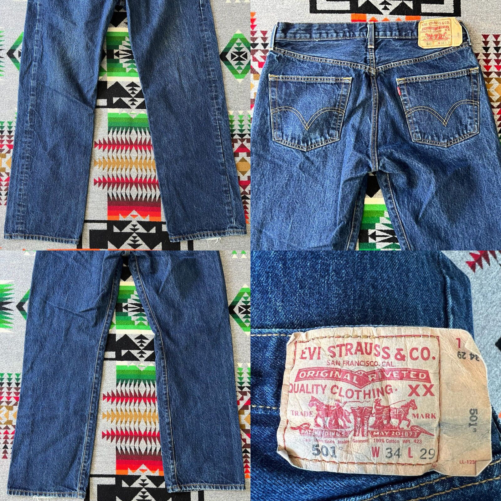 Levi's Vintage Dark Blue Denim Levi's 501 Button Fly 34X29 Size US 34 / EU 50 - 8 Thumbnail