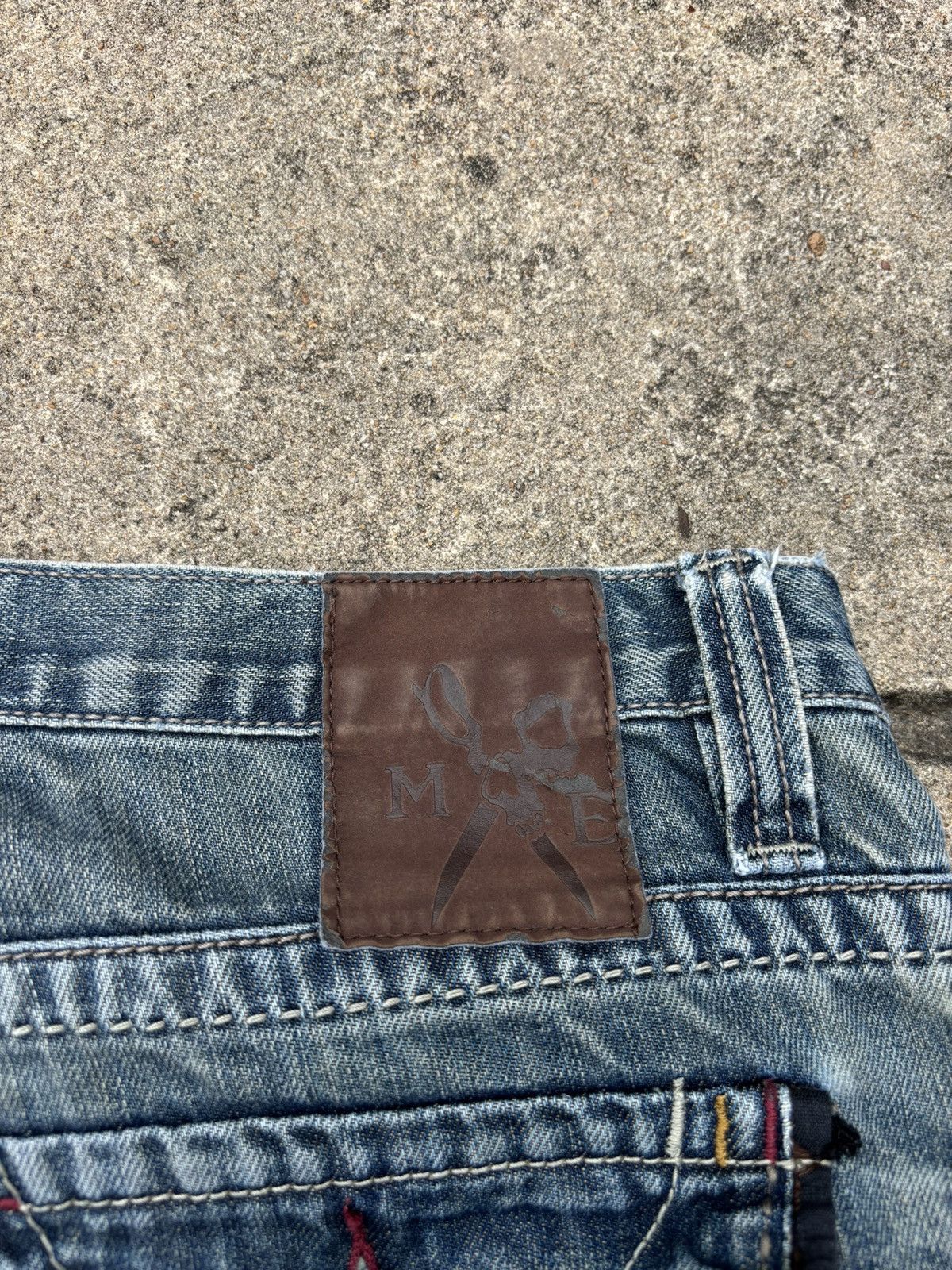 Marc Ecko × Vintage Crazy Y2K Marc Ecko Affliction Style Embroidered Rave Jeans Size US 34 / EU 50 - 7 Thumbnail