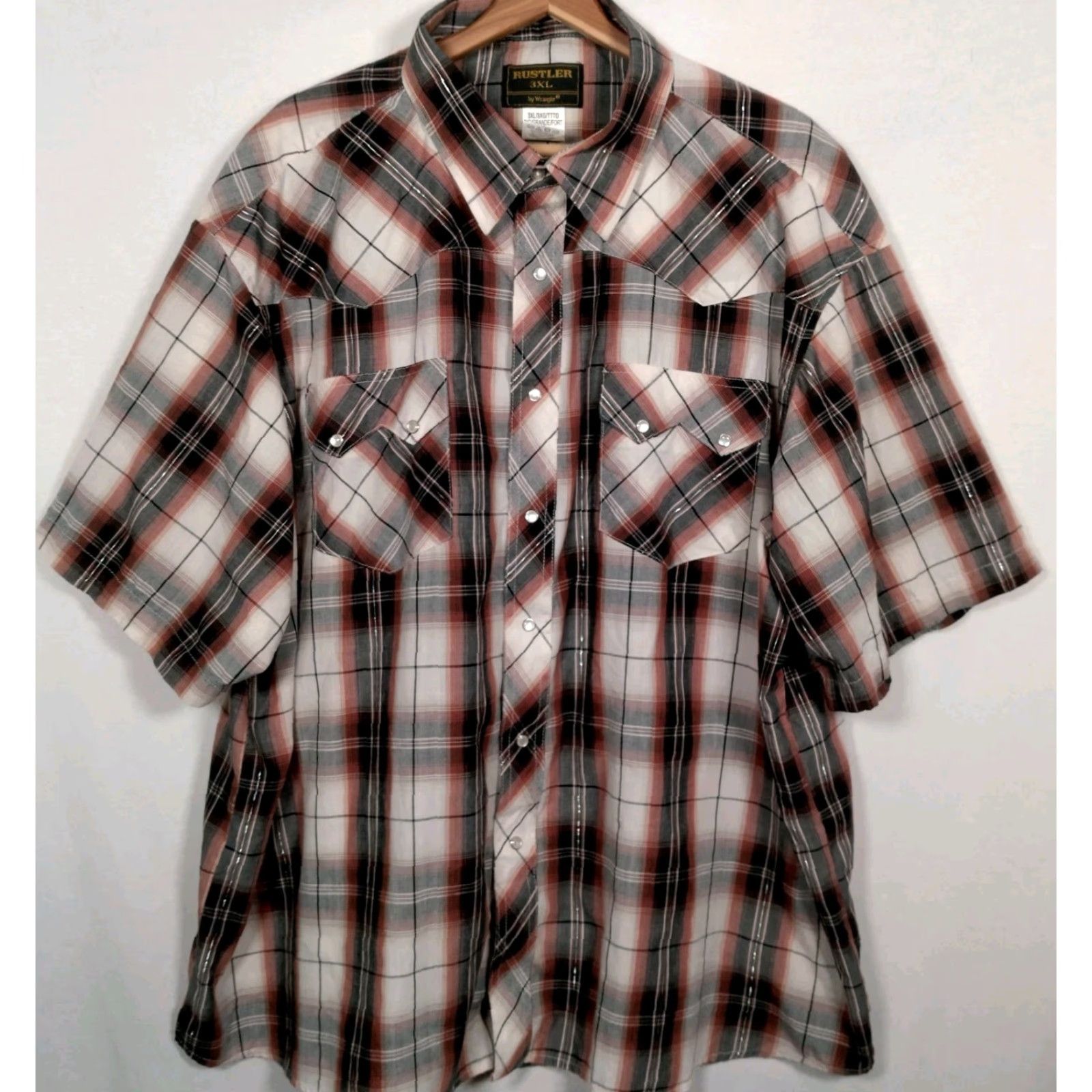Vintage VINTAGE Rustler Shirt Western Button-Up Plaid 3XL Men Brown Short Sleeve Pearl Snap Sawtooth Pockets Rodeo Cowboy Size US XXL / EU 58 / 5 - 3 Thumbnail