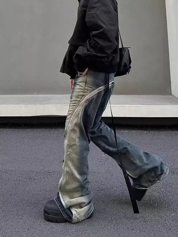Japanese Brand VIBE Street wash gradient grunge zipper micro-flare jeans Size US 32 / EU 48 - 3 Thumbnail