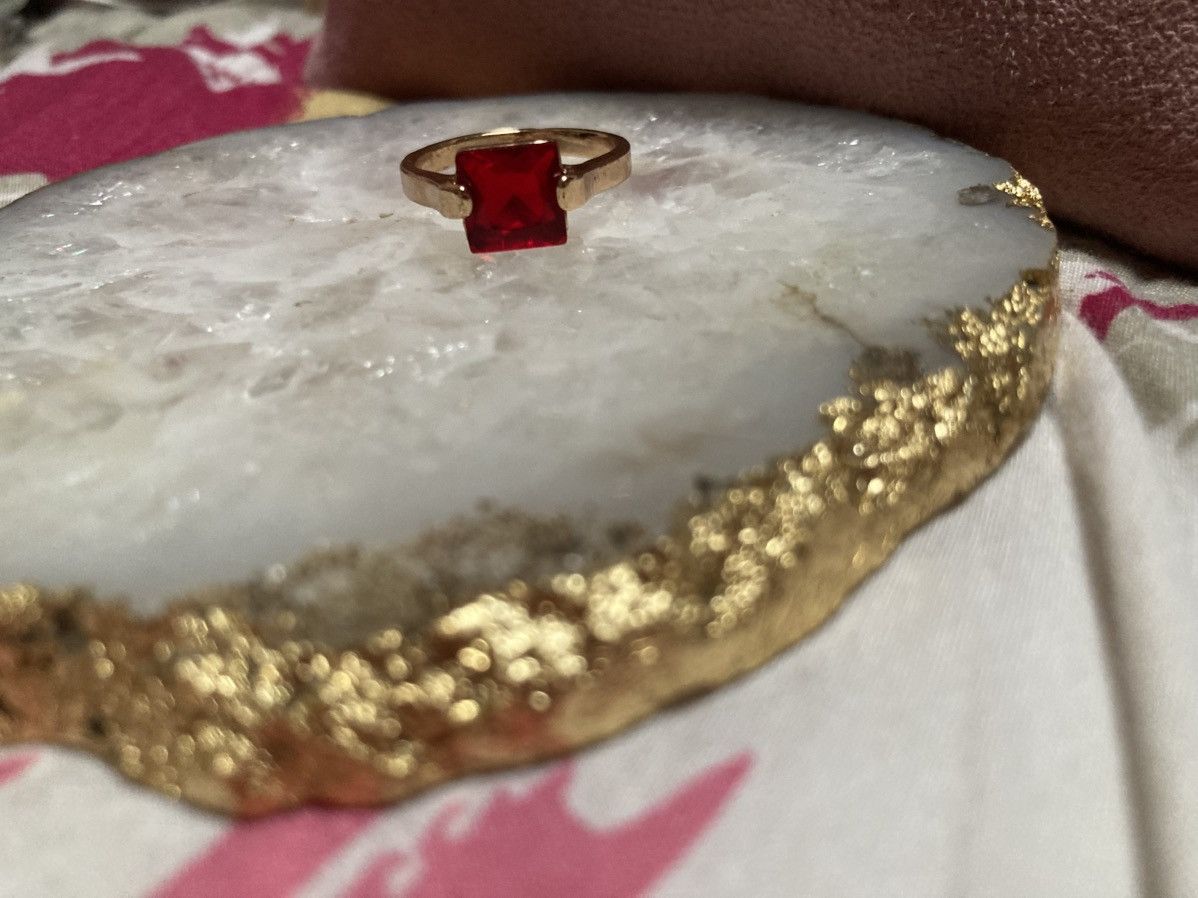 Other Square red gemmed gold plated ring Size ONE SIZE - 1 Thumbnail