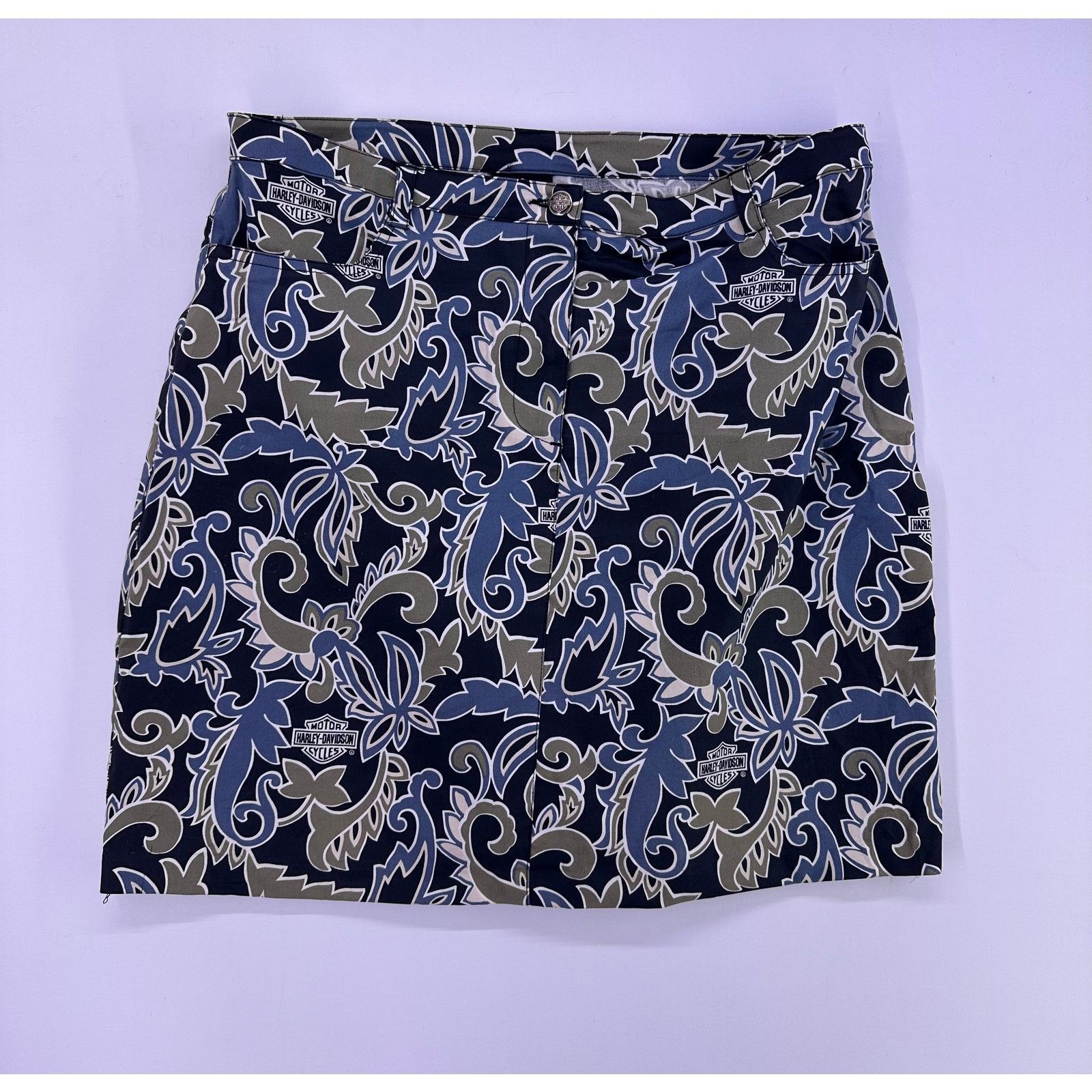 Harley Davidson Harley Davidson Skirt Tori Richard Size 10 Blue Tan Floral Size 32" / US 10 / IT 46 - 1 Thumbnail