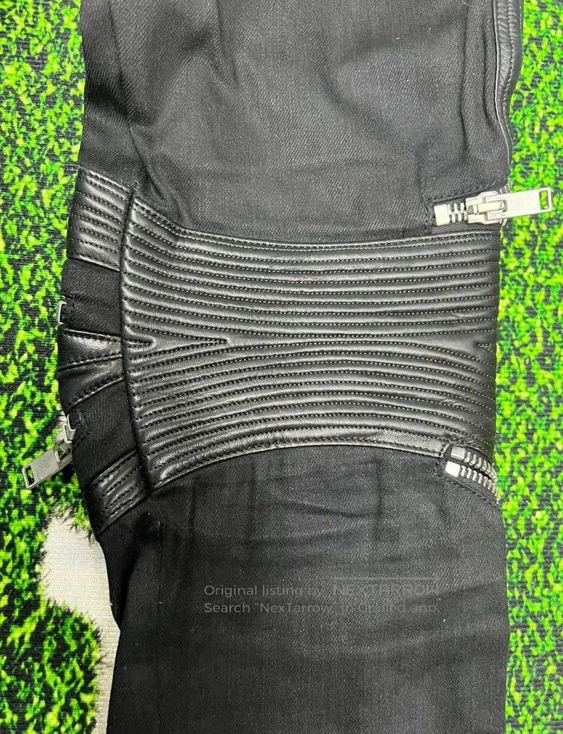 Saint Laurent Paris Saint Laurent Distressed Leather Zip Jeans. Size US 31 - 8 Thumbnail