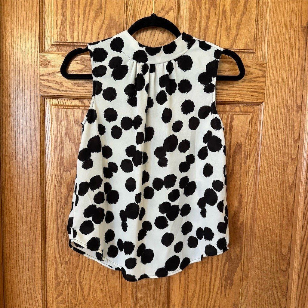 Other Who What Wear Blouse Womens XS Sleeveless Black White Polka Size XS / US 0-2 / IT 36-38 - 1 Thumbnail