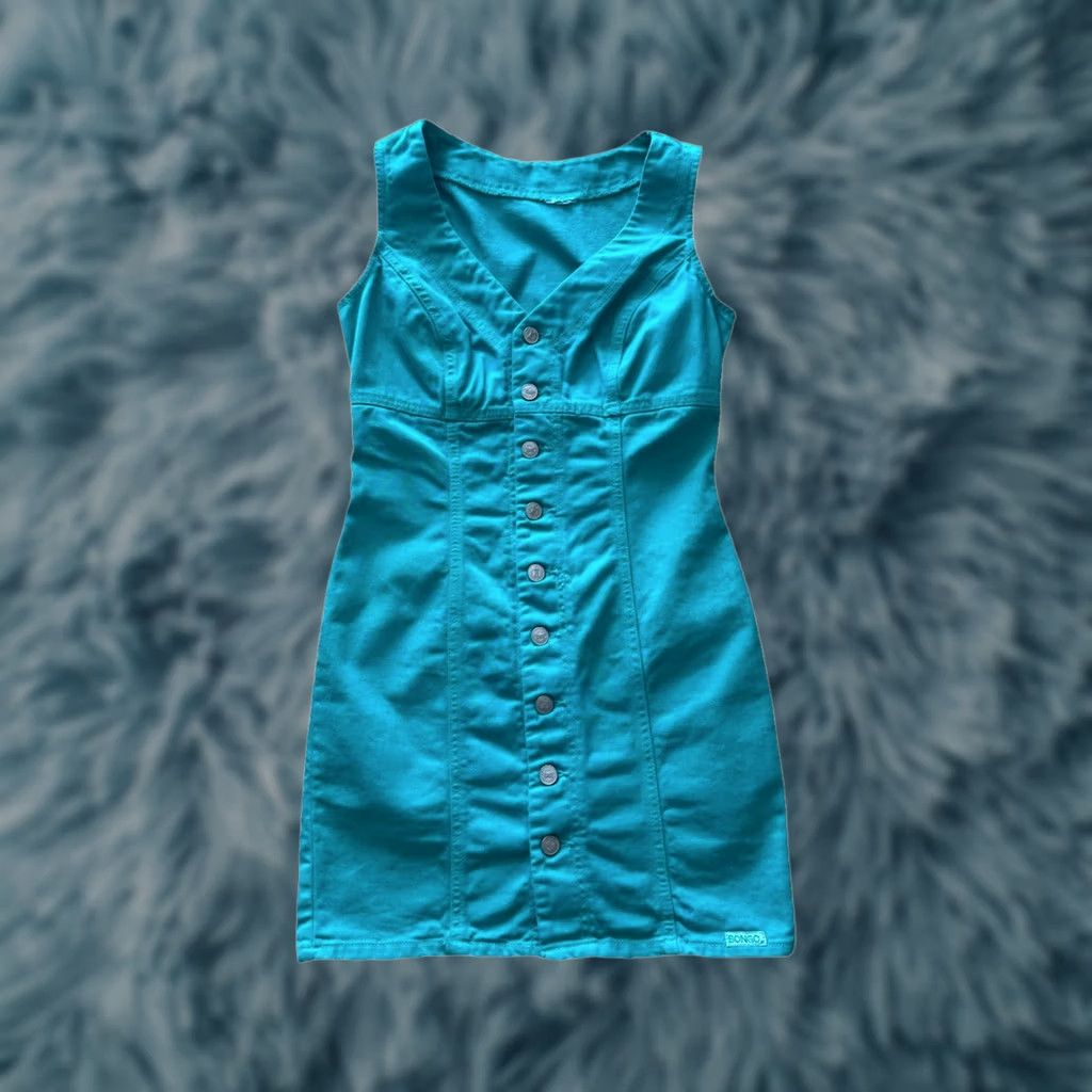 Vintage VINTAGE Bongo Denim Dress Tee​M Teal Button Halter Midi Dress 80s 90s Bohemian Western Womens Size M / US 6-8 / IT 42-44 - 1 Thumbnail