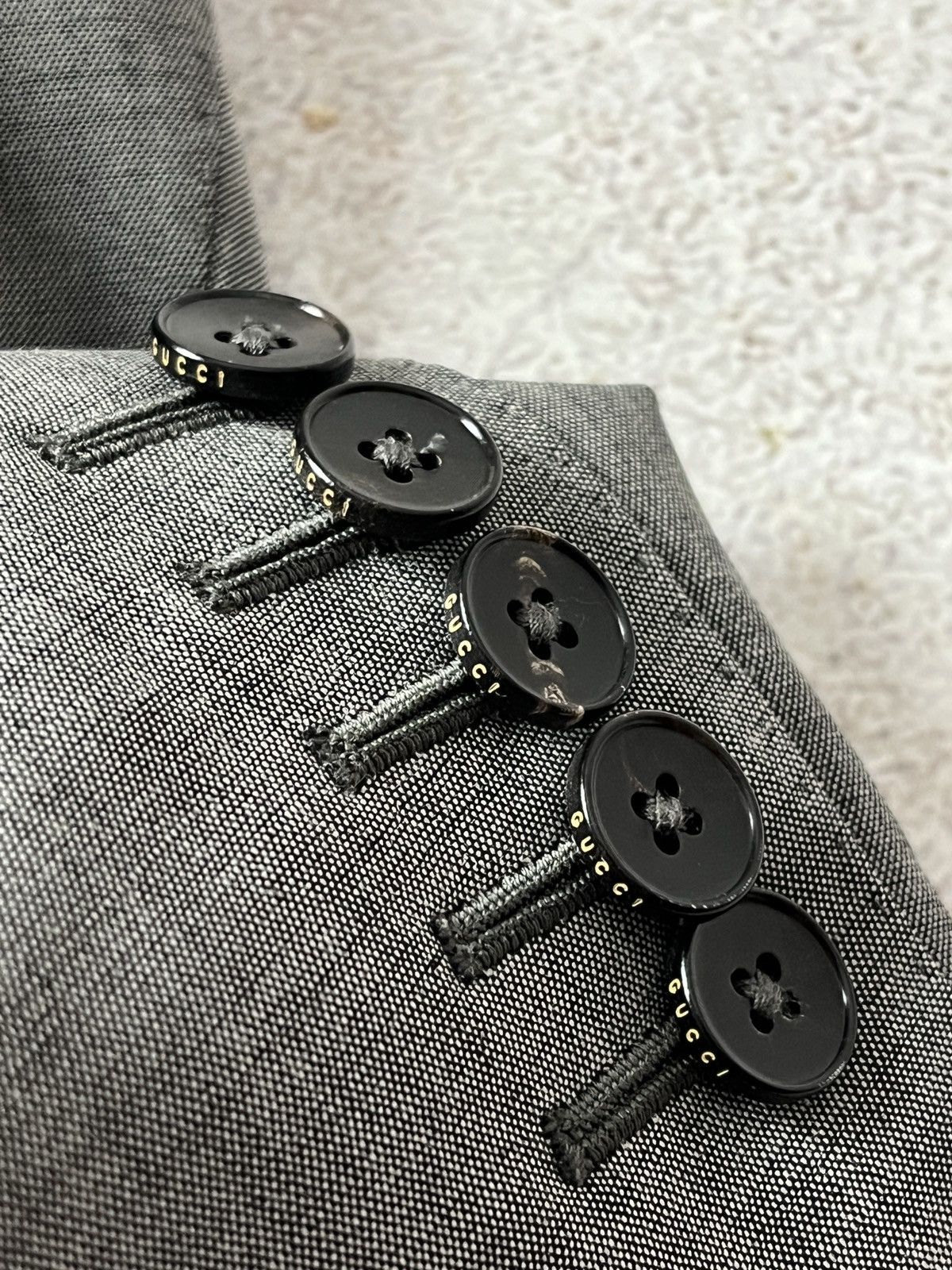 Gucci GUCCI Peak Lapel Grey 2 Btn Wool Mohair Blazer Size 36R - 7 Thumbnail