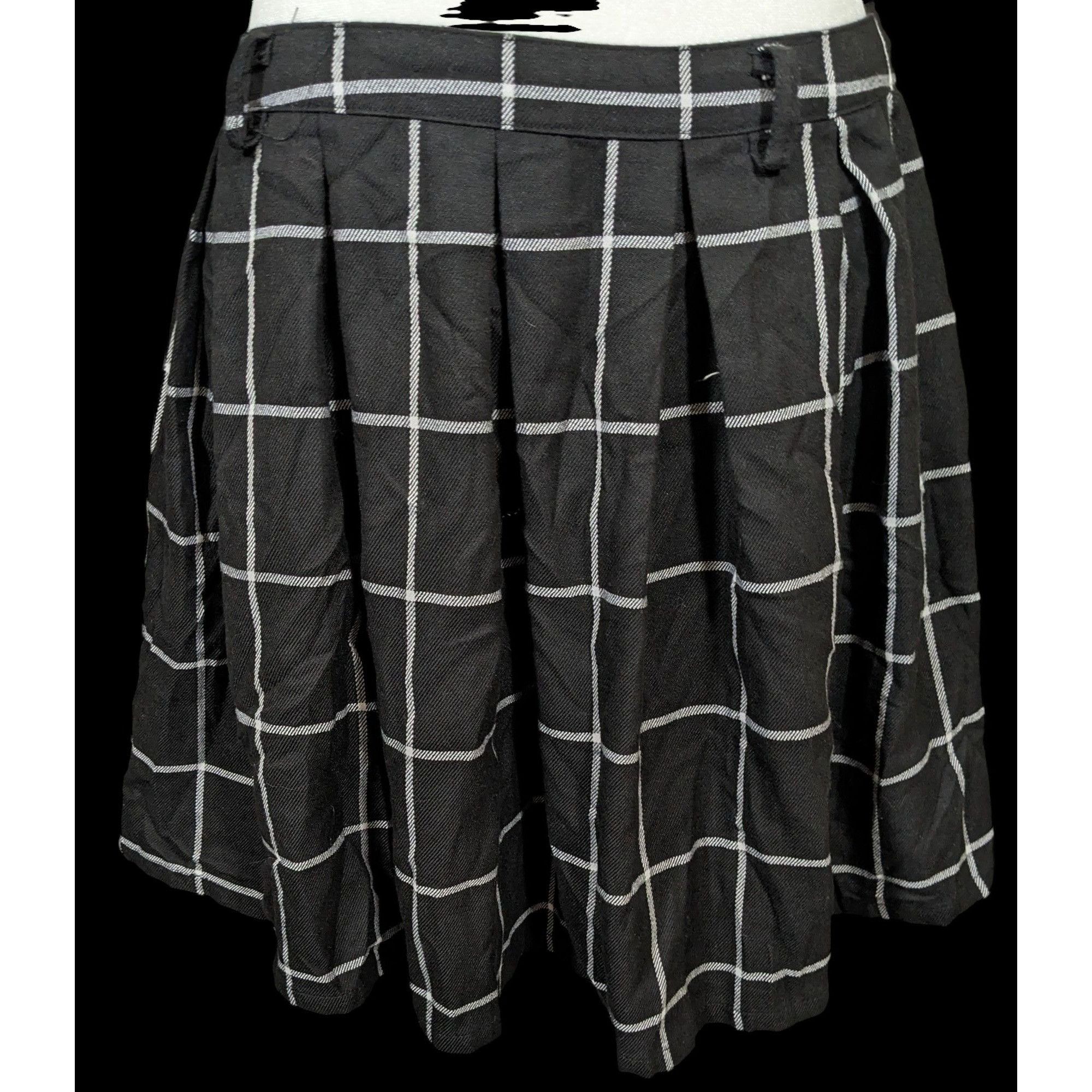 Other Gothic Punk Black And White Plaid Pleated Skirt by Hot Topic Size 29" - 2 Thumbnail