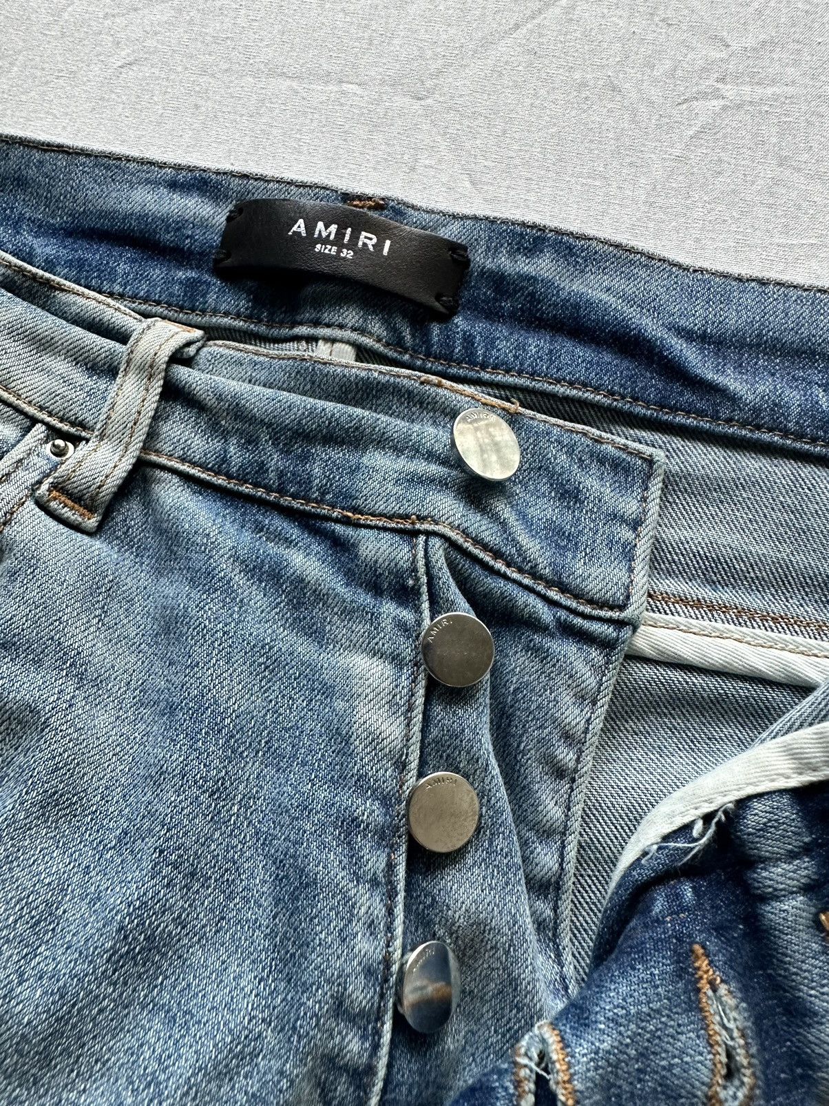 Amiri Amiri Skinny Jeans Blue Slit Knee Denim sz 32 Size US 32 / EU 48 - 6 Thumbnail