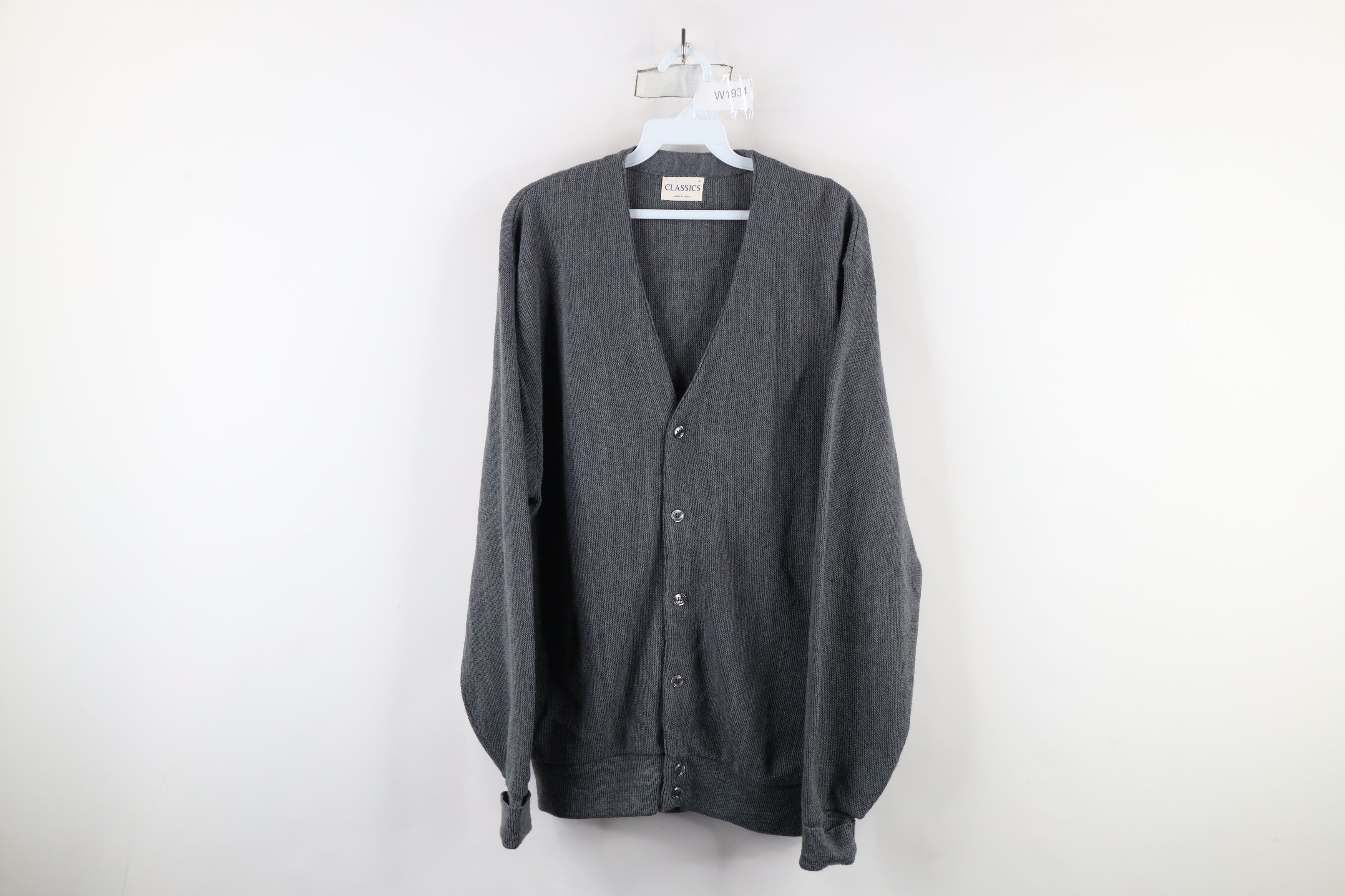 Vintage 90s Streetwear Grandpa Cardigan Sweater Gray USA