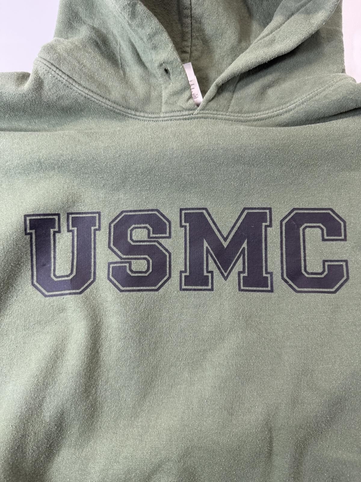 Gildan USMC Olive Green Hoodie Sweatshirt Large Size US L / EU 52-54 / 3 - 2 Thumbnail