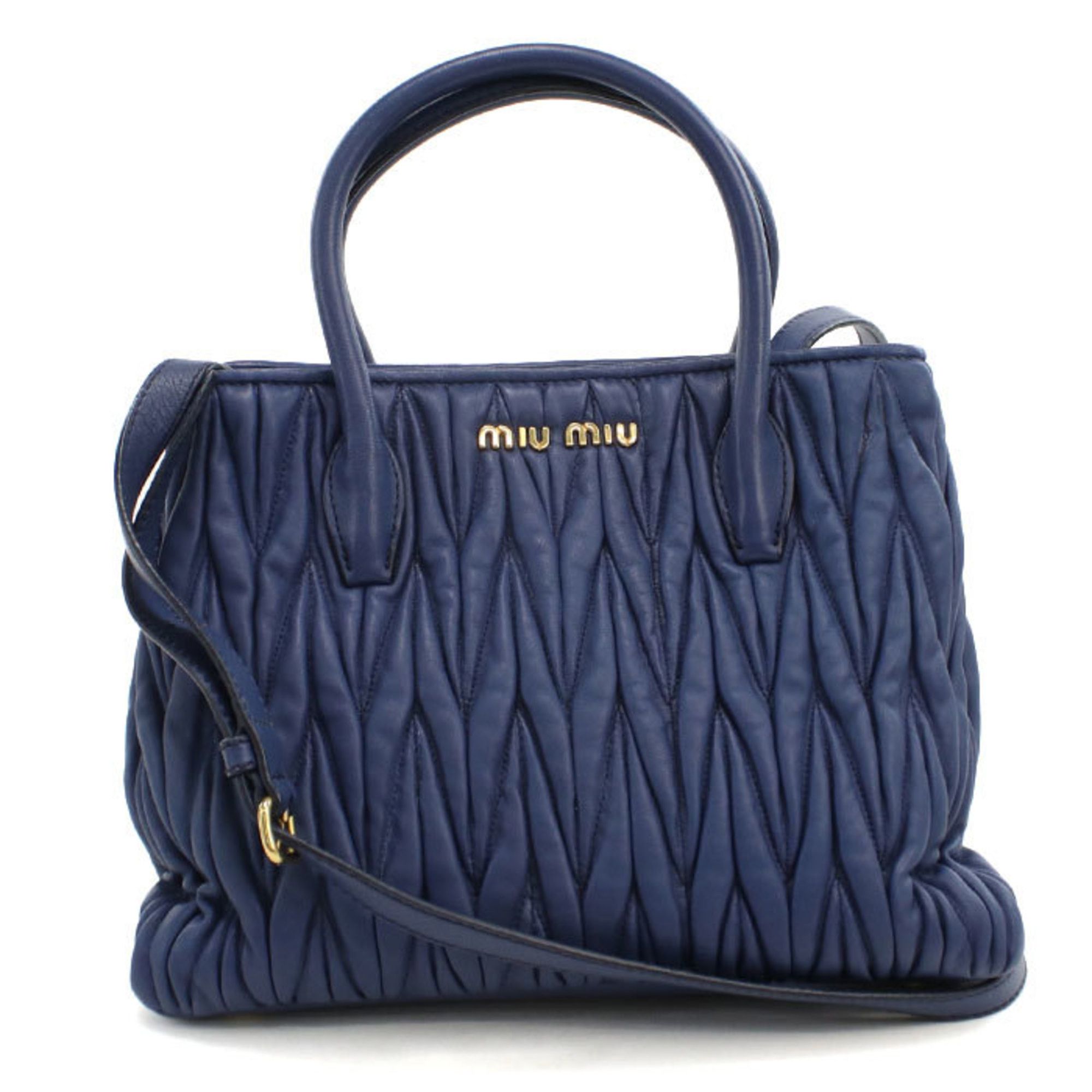 Miu Miu Miu Miu MIU Outlet Tote Bag, 2-Way Matelasse, Women's, Blue Size ONE SIZE - 1 Thumbnail