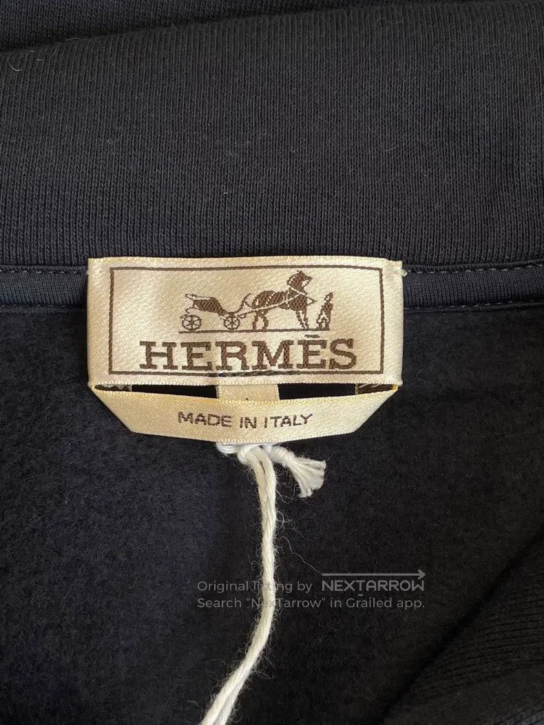 Hermes Hermes Navy blue hooded sweatshirt, unisex, leather and fa Size US L / EU 52-54 / 3 - 5 Thumbnail
