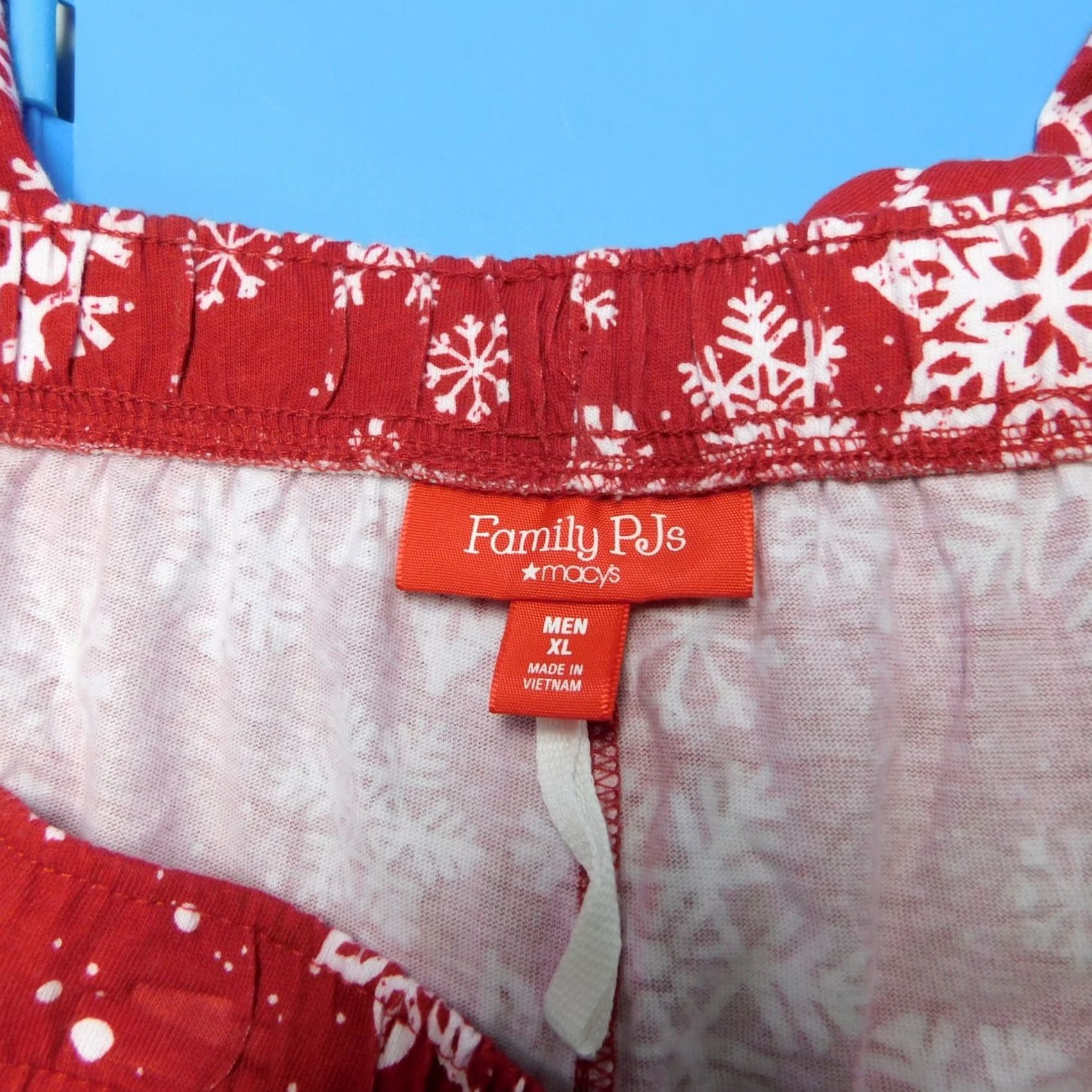 Vintage Family PJs Pajama Pants Men Snowflake Print Christmas Red XL Size US 36 / EU 52 - 3 Thumbnail