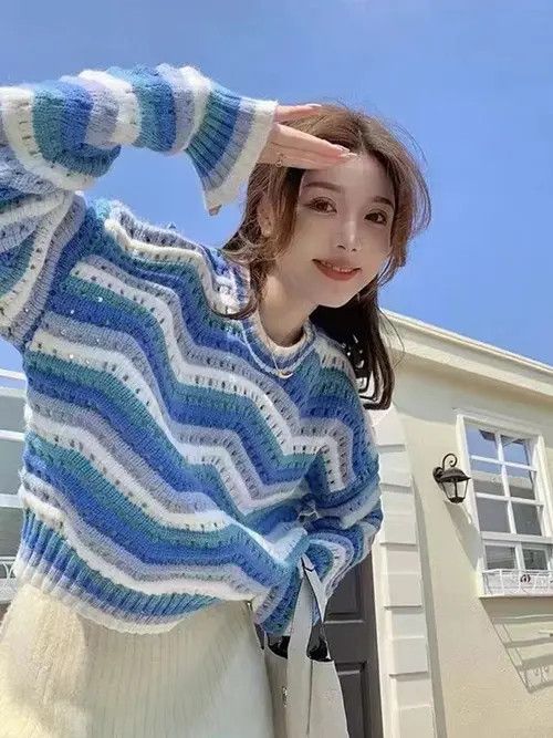 Zoki Soft Hollow Out Women Pullovers Sweet