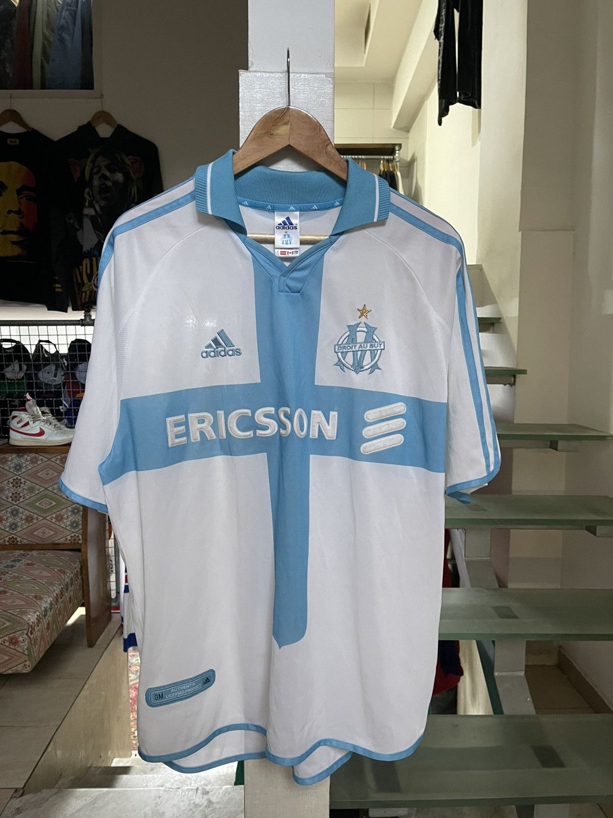 Adidas Marseille 2000-2001 Home Jersey Size US L / EU 52-54 / 3 - 1 Thumbnail