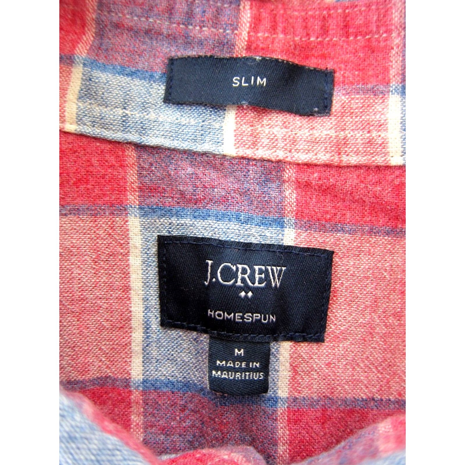 J.Crew J.Crew Homespun Button-Up 100% Cotton Plaid Slim Long Sleeve Shirt Medium Mens Red Blue Size US M / EU 48-50 / 2 - 4 Thumbnail
