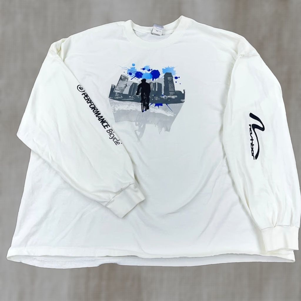 Hanes Vintage Hanes T-Shirt Men 3XL White Long Sleeve Bicycle BMX Hit Performance USA Logo 80s Retro Classic Hipster Motorcycle Beach Biker Shirt Size US XXL / EU 58 / 5 - 1 Thumbnail