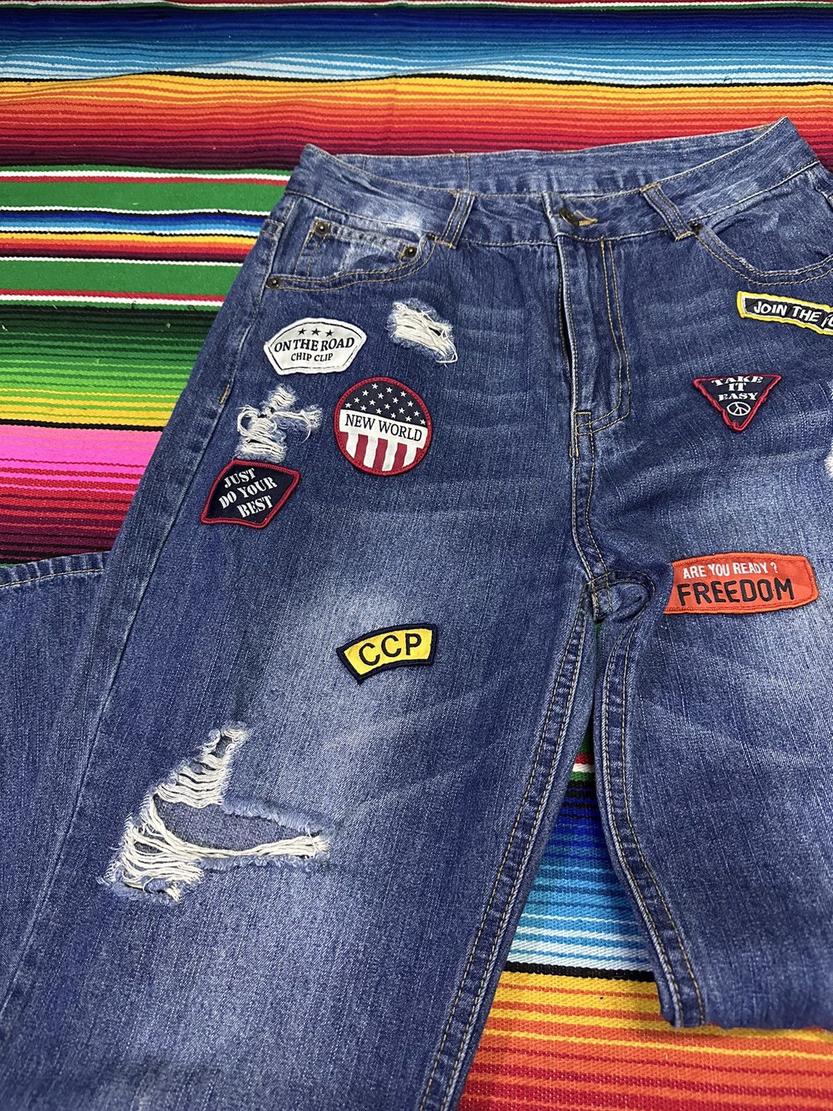 If Six Was Nine 💥Patchwork💥 Denim Vintage Crazy Design 💥 Size US 28 / EU 44 - 8 Thumbnail