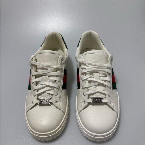 Gucci Gucci Ace Leather Web Low-Top Sneakers White Men’s GG 7/US 8 Size US 8 / EU 41 - 2 Thumbnail