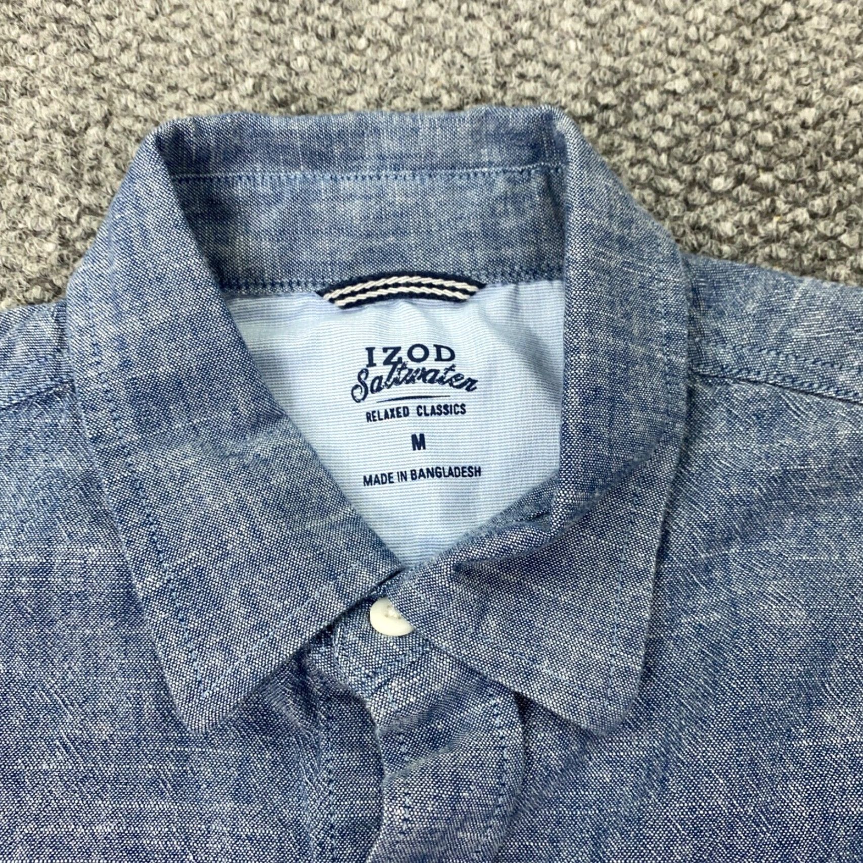 Izod VINTAGE IZOD Saltwater Mens Shirt Medium Blue Relaxed Classics Button Up Pockets Work Size US M / EU 48-50 / 2 - 2 Thumbnail