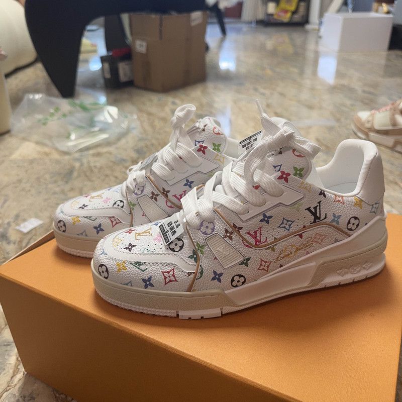 Louis Vuitton Takashi Murakami x Louis Vuitton White Trainer Sneakers 0079 Size US 8 / EU 41 - 1 Thumbnail