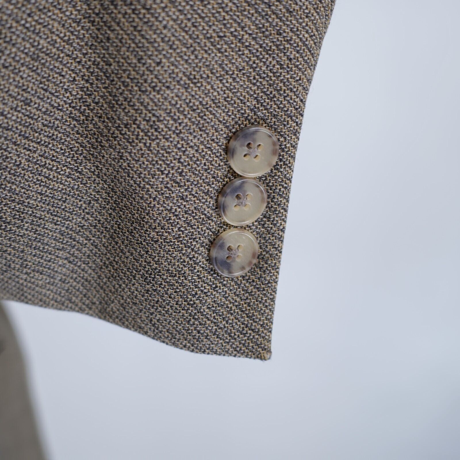 Hart Schaffner Marx Hart Schaffner Marx Tweed Wool Gray Tan Weave Sport Coat 44L Size 44L - 3 Thumbnail